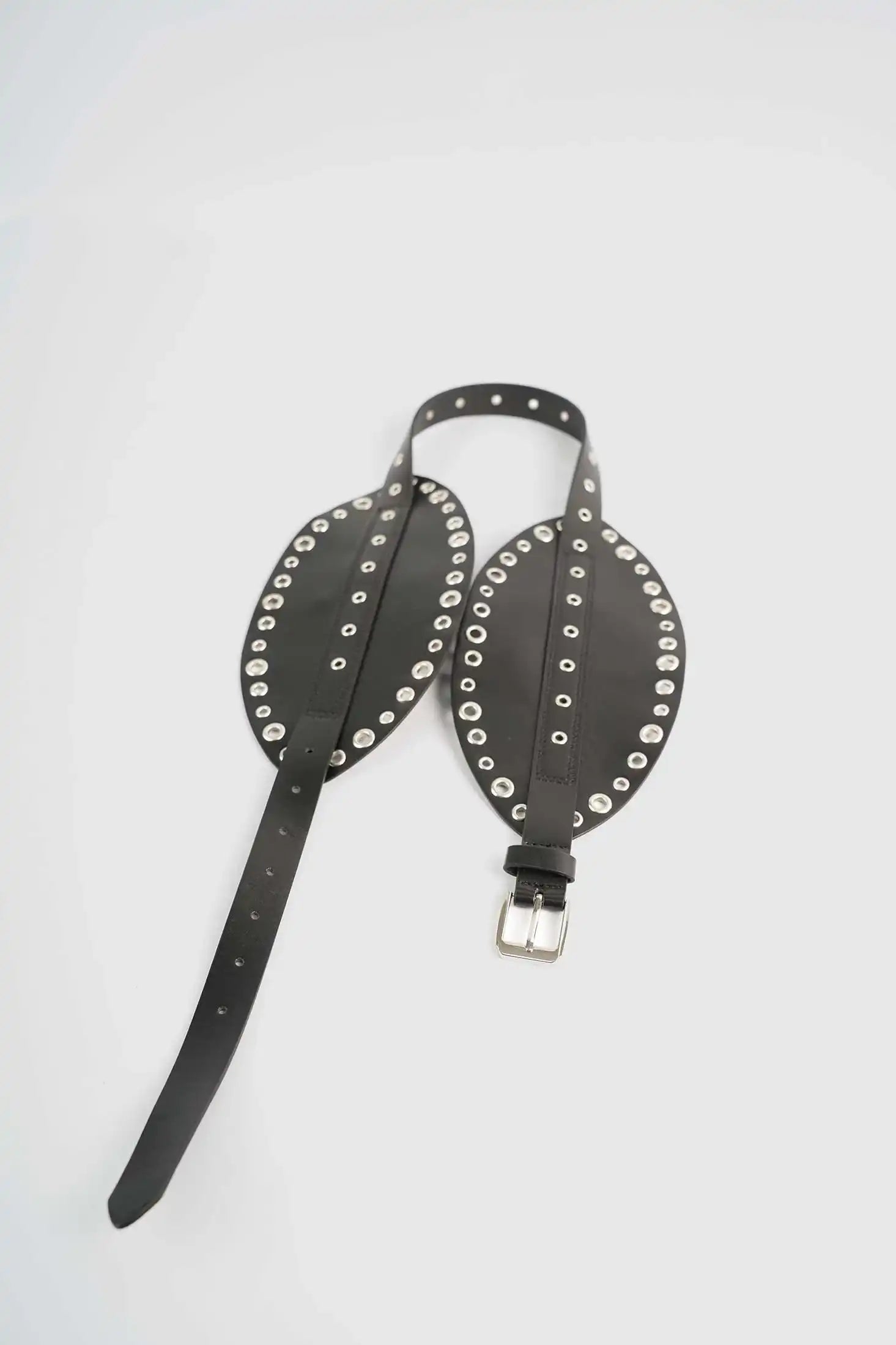 Wide Oval Bold Grommet-Accent Statement Belt
