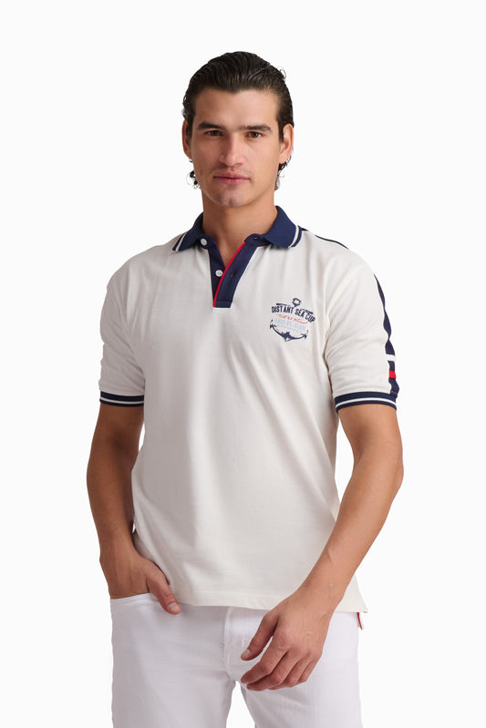 Men’s Off-White Nautical Cotton Polo Shirt