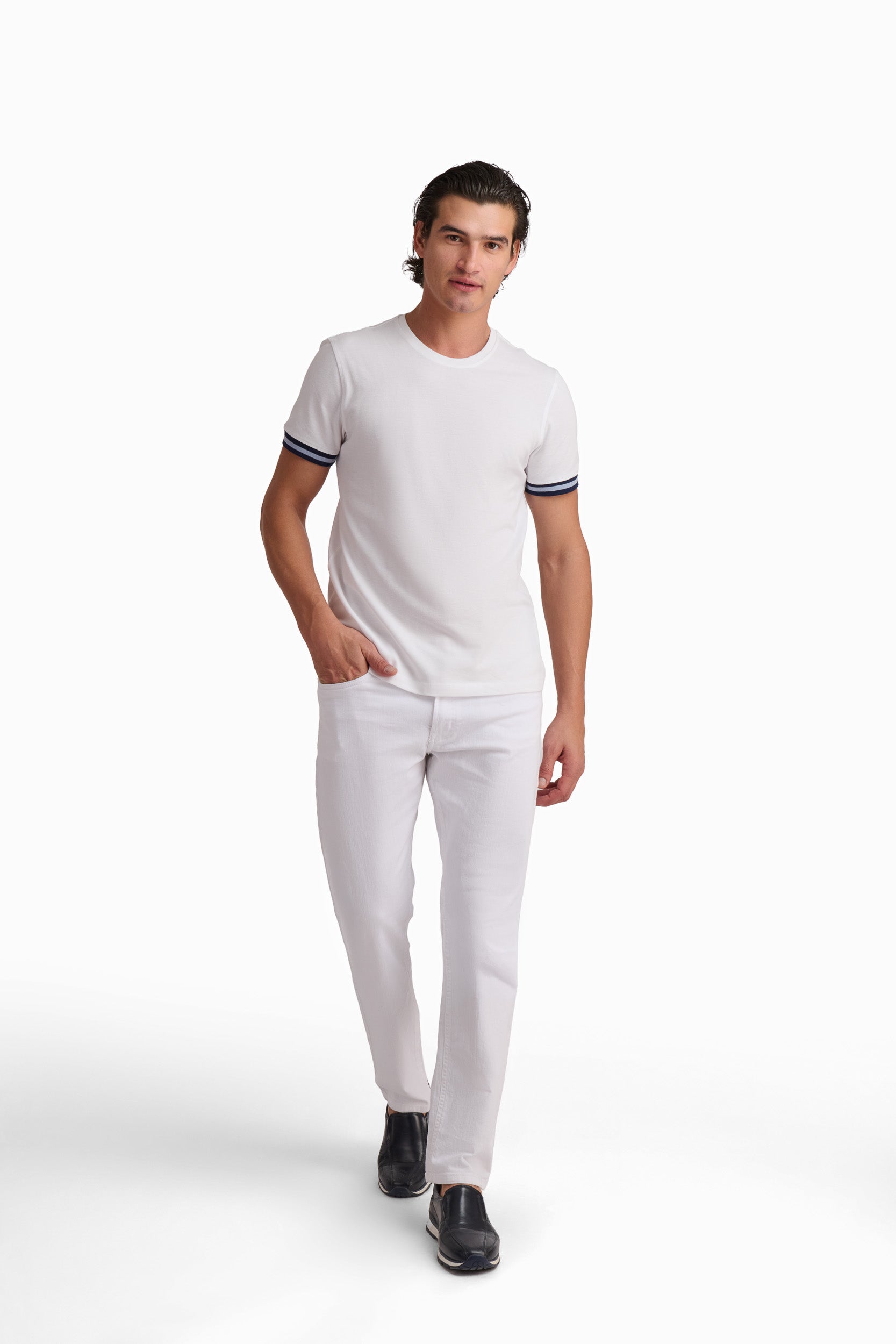 Men’s White Contrast Trim Cotton T-Shirt
