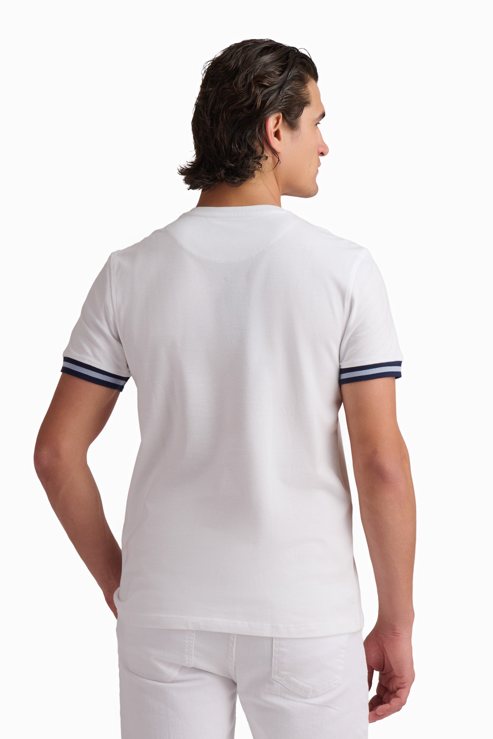 Men’s White Contrast Trim Cotton T-Shirt