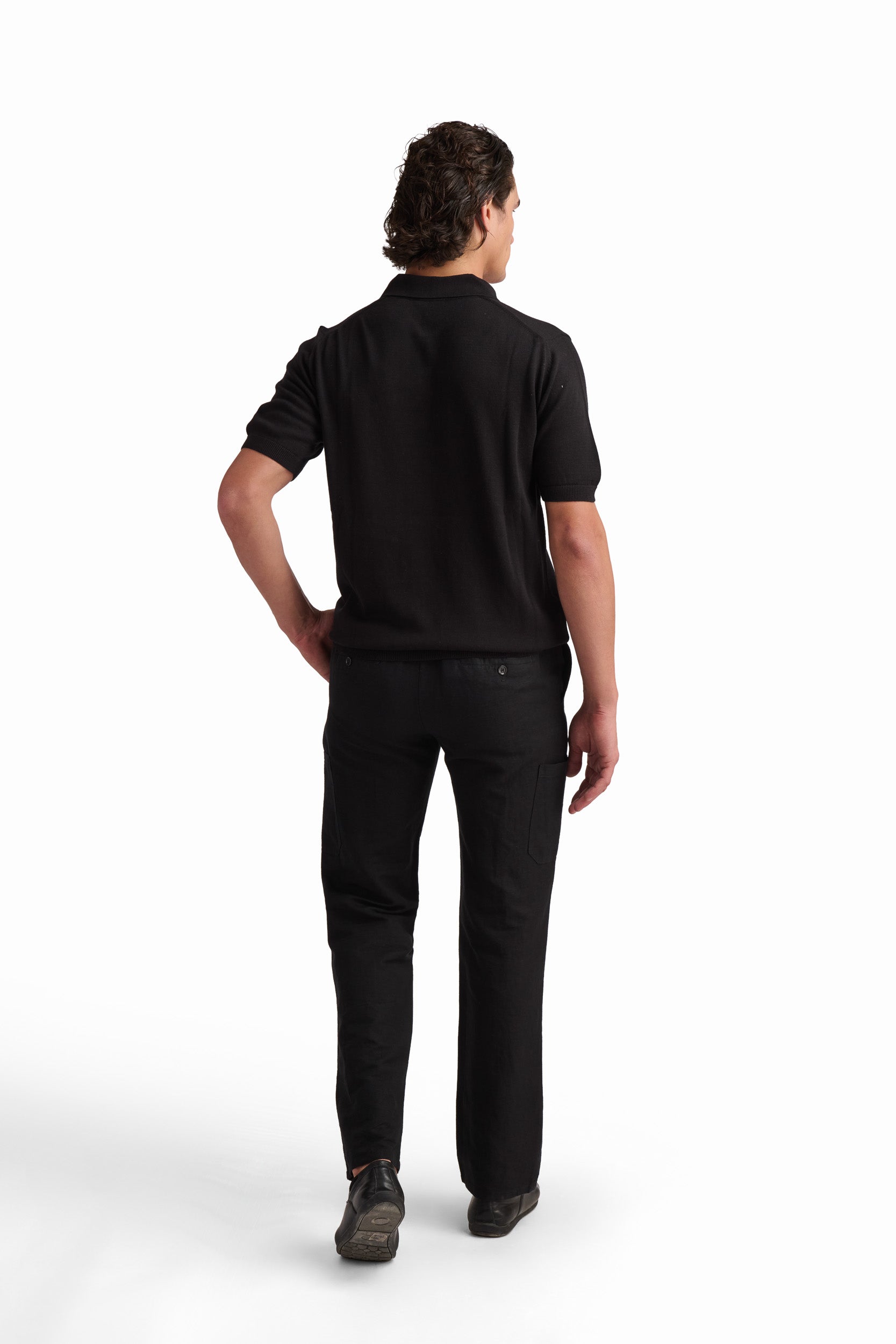 Men’s Jet Black Cotton-Modal Polo