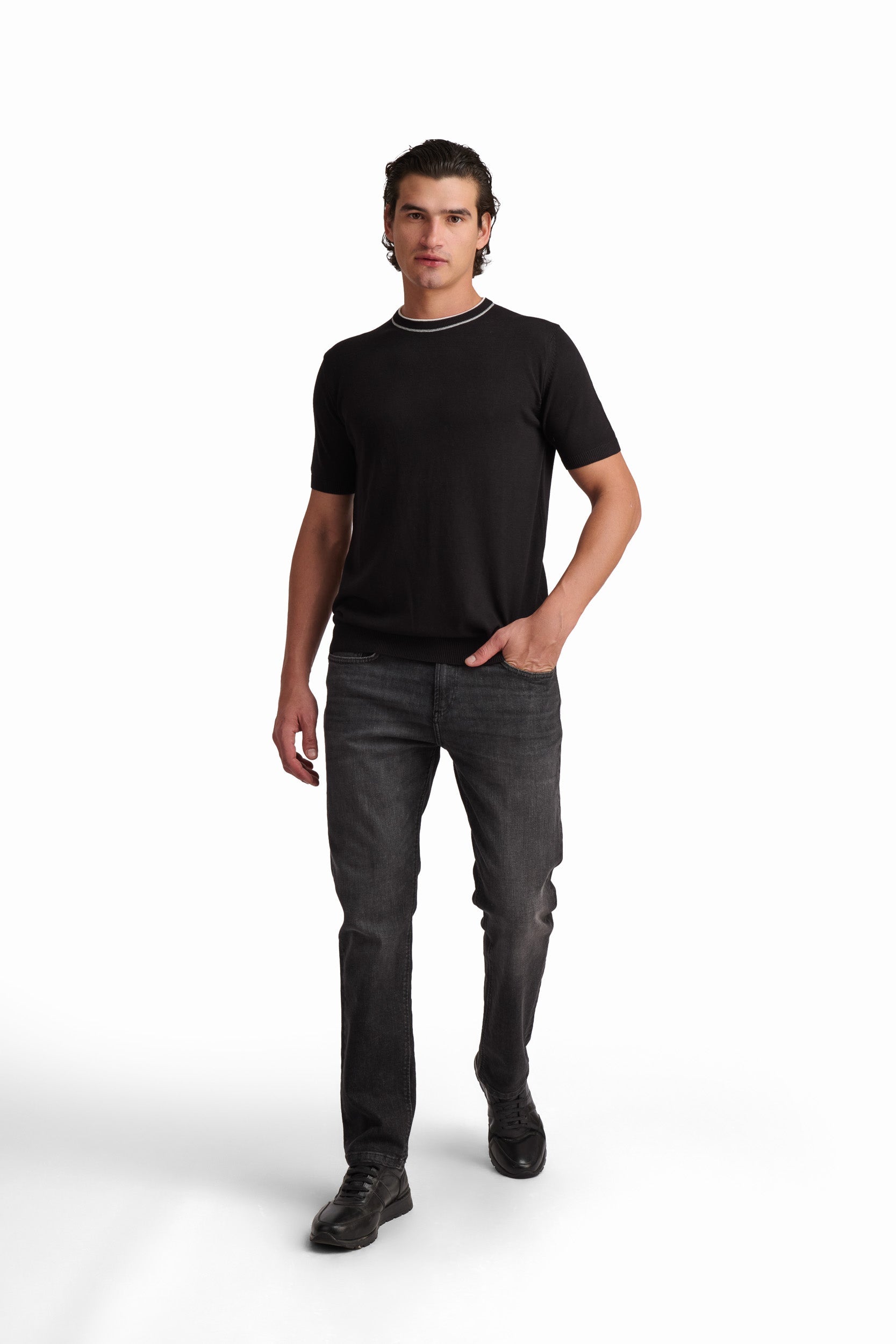 Men’s Jet Black Cotton-Modal T-Shirt