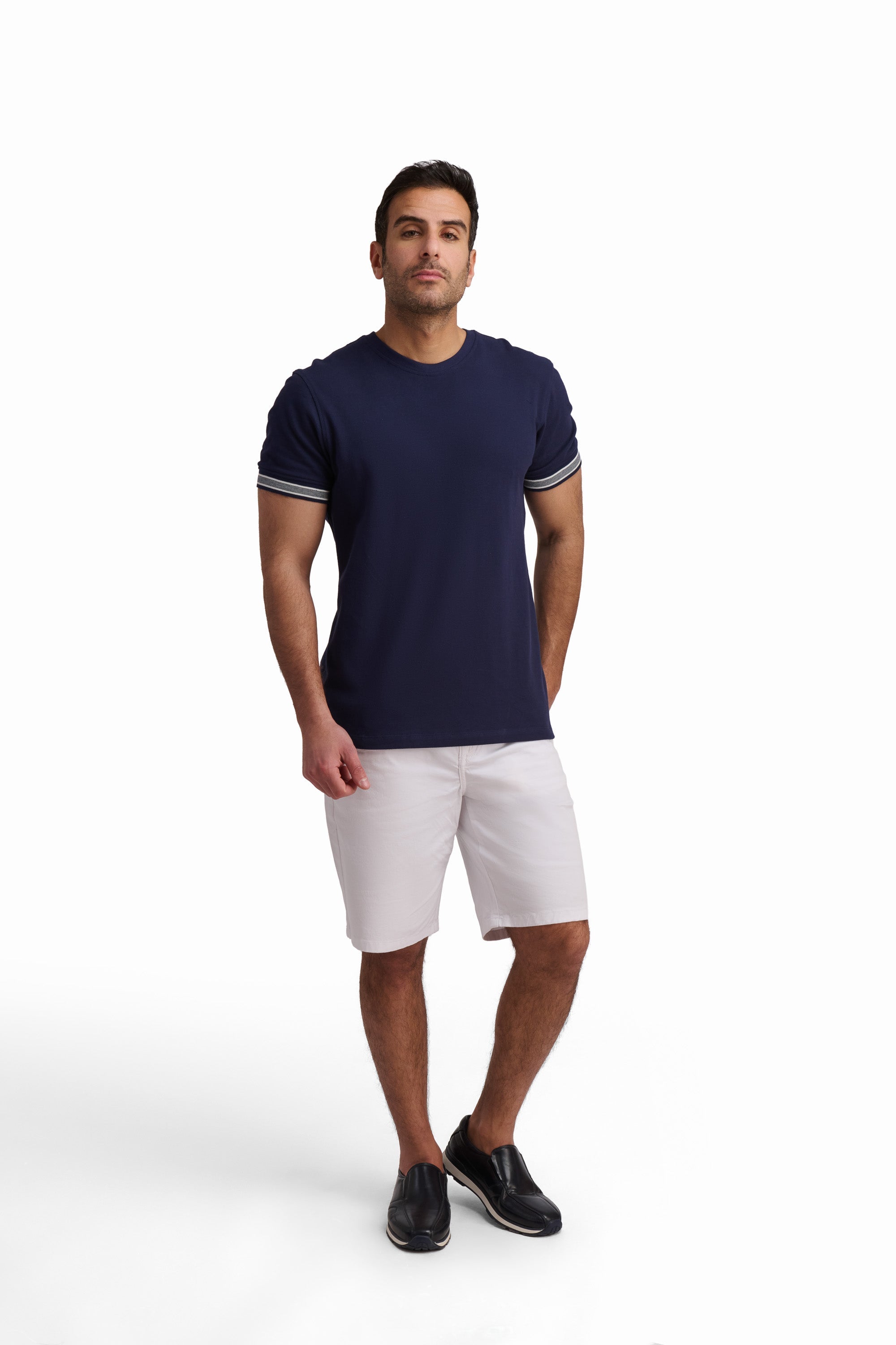 Men’s Navy Contrast Sleeve Cotton T-Shirt