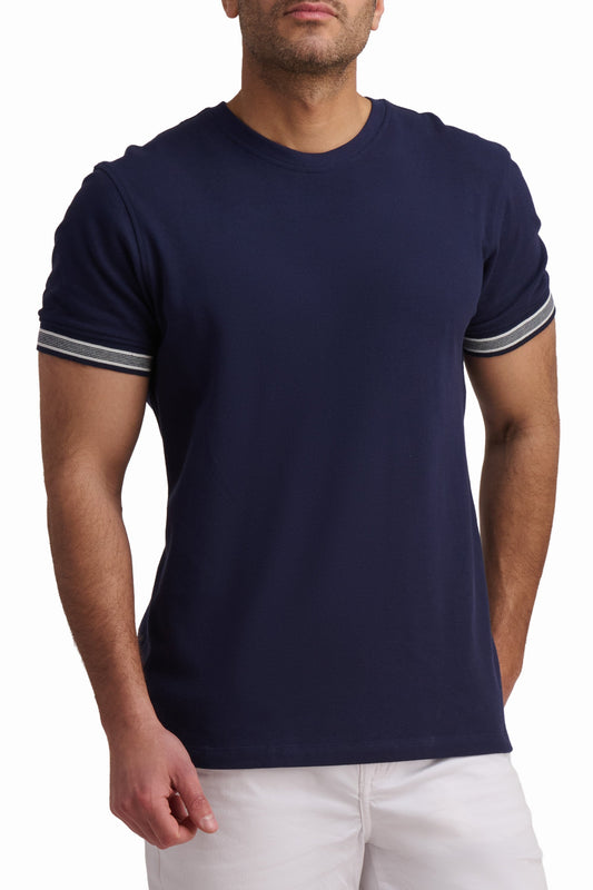 Men’s Navy Contrast Sleeve Cotton T-Shirt