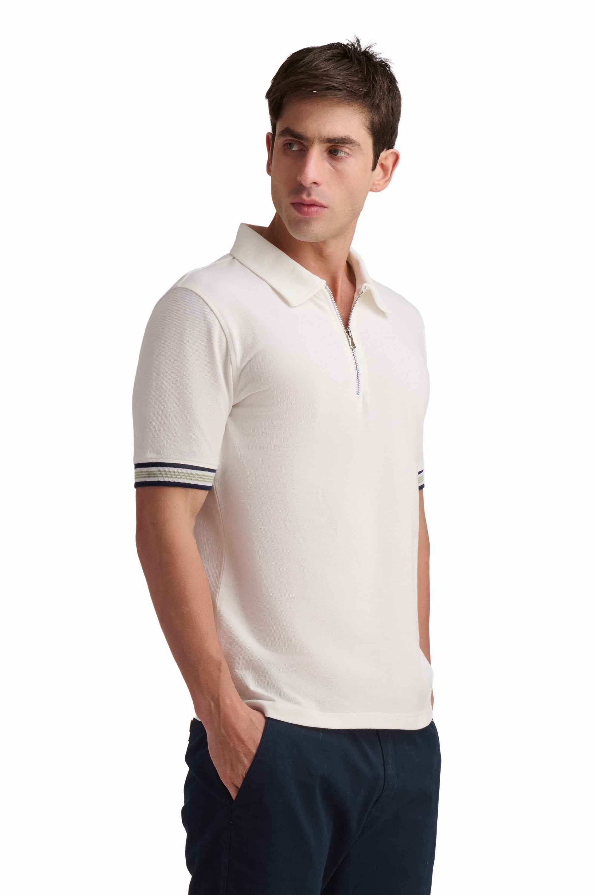 Off-White Zip Polo Shirt