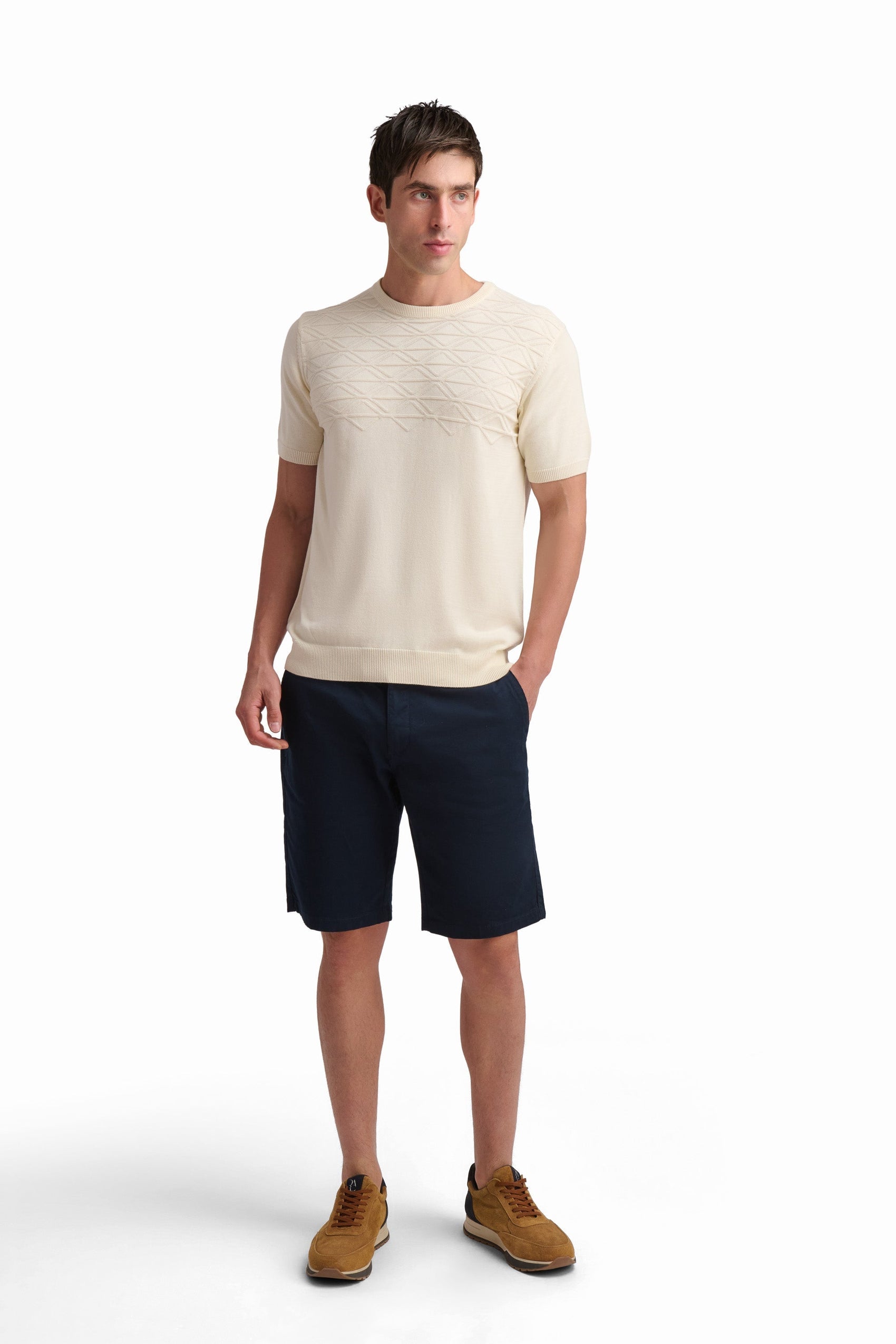Textured Knit Short Sleeve T-Shirt