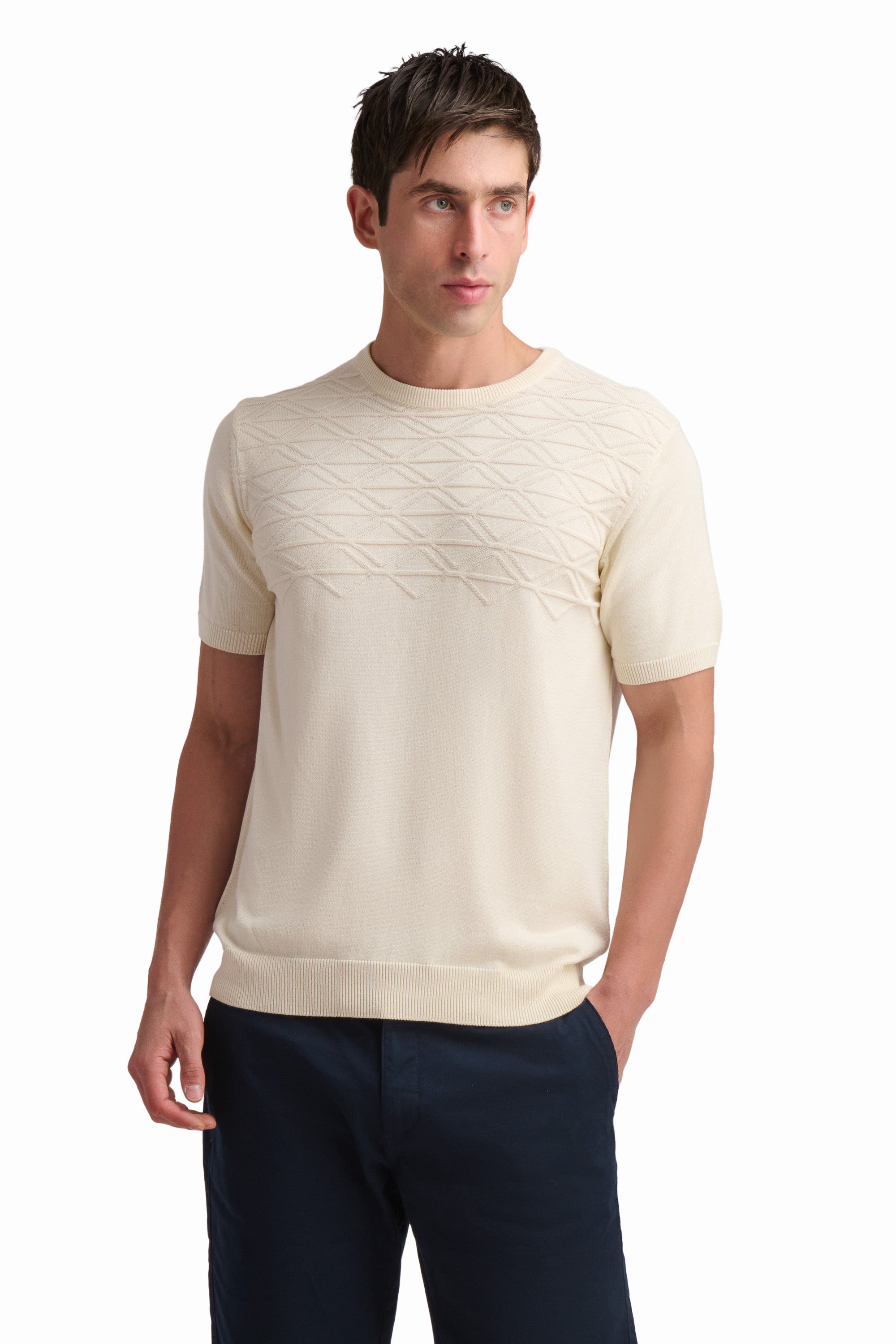 Textured Knit Short Sleeve T-Shirt