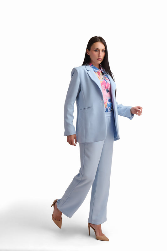 Light Blue Polyester Blazer