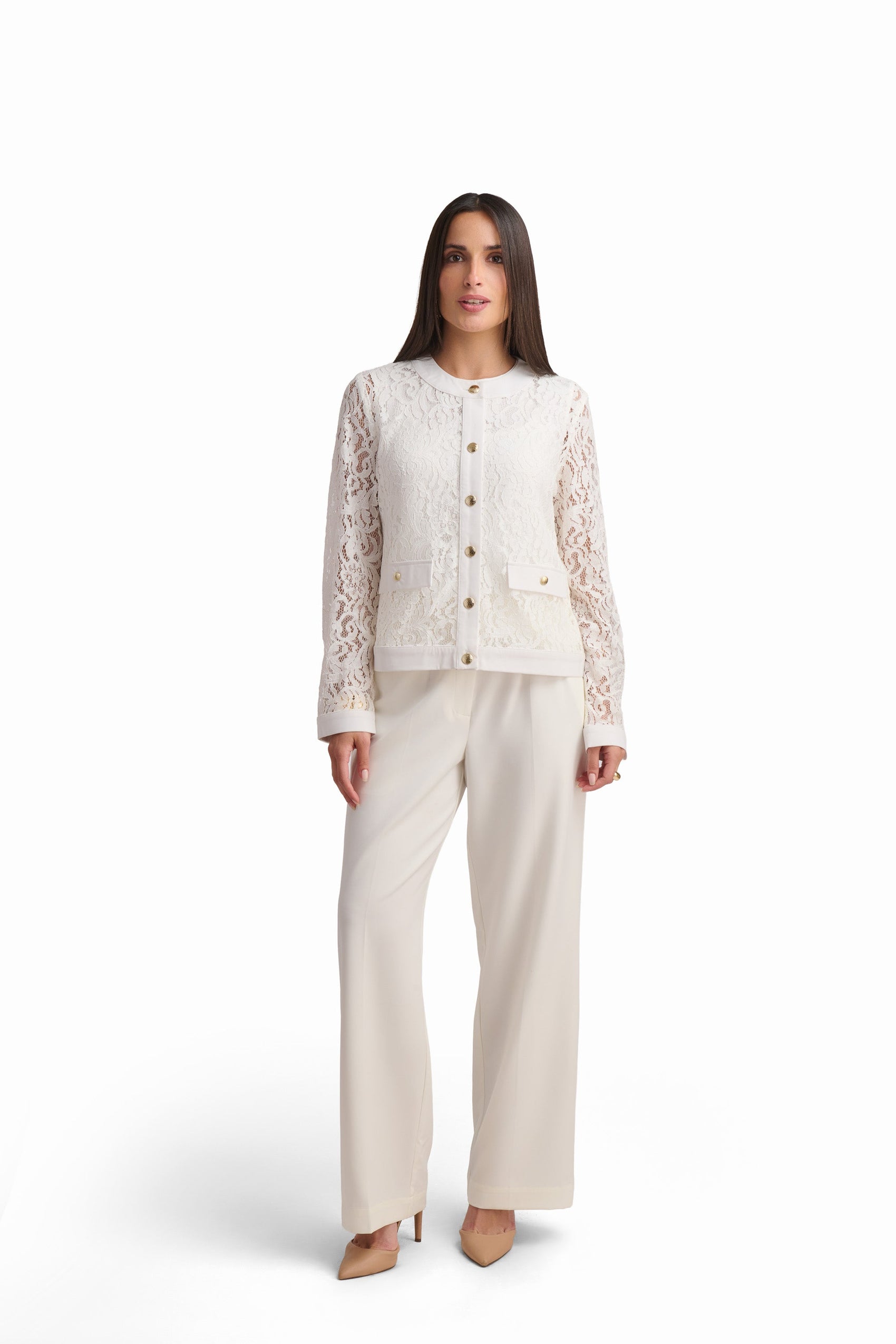 Ivory Lace Buttoned Cardigan