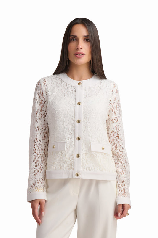 Ivory Lace Buttoned Cardigan