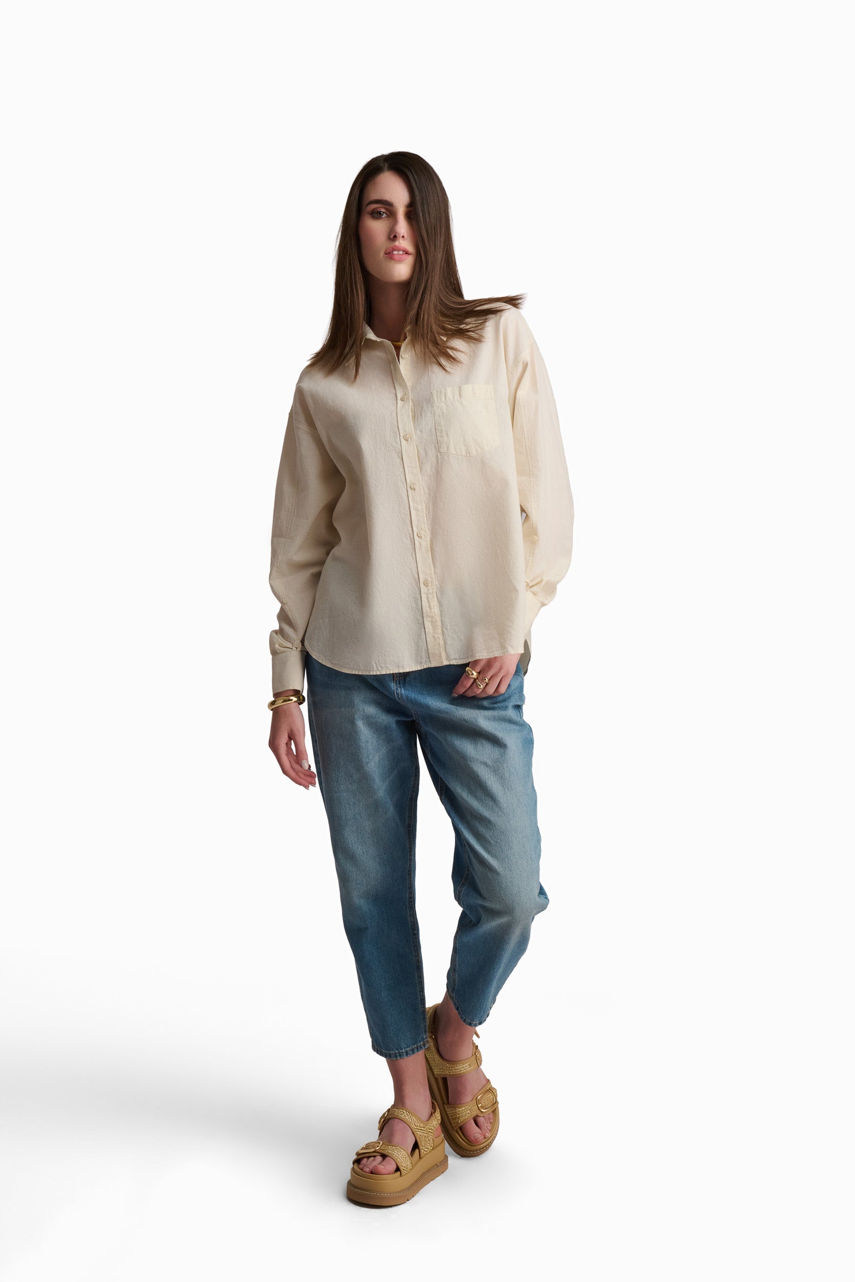 Cream Cotton-Linen Shirt