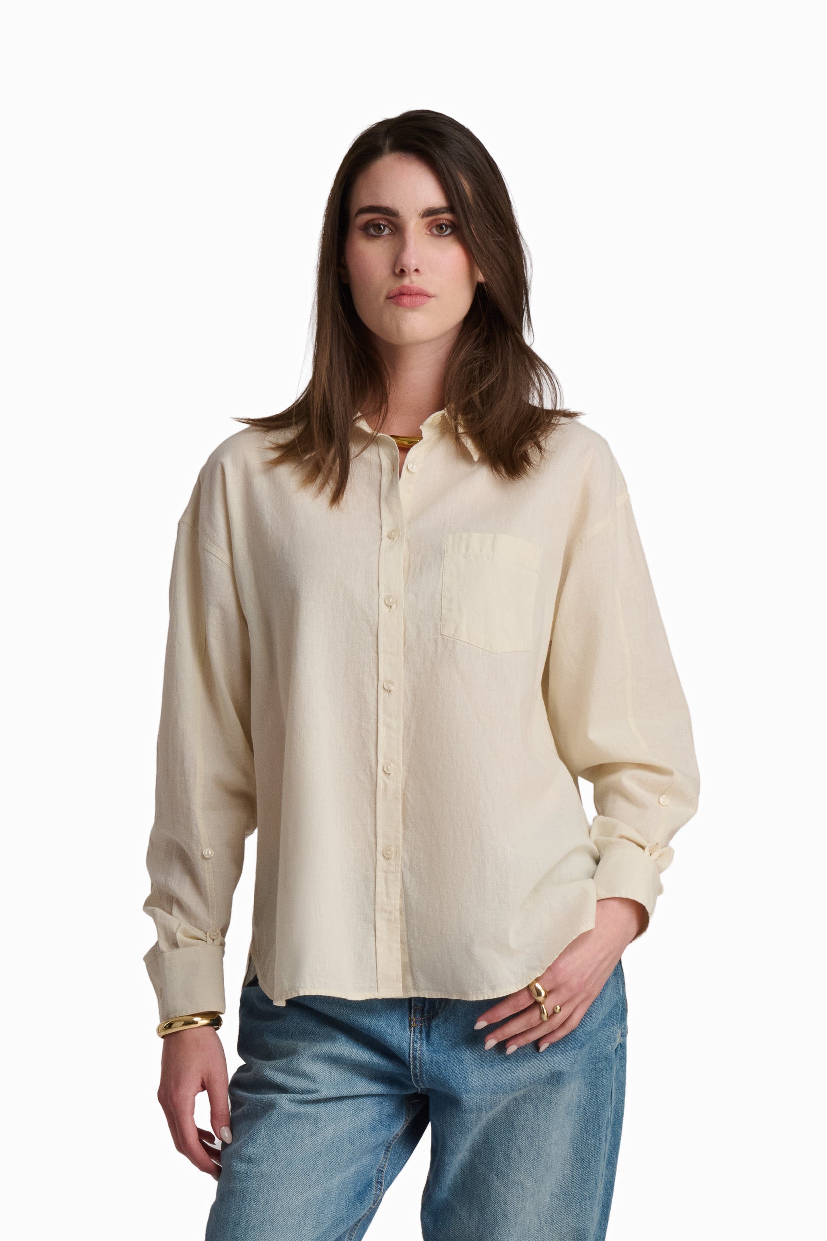 Cream Cotton-Linen Shirt