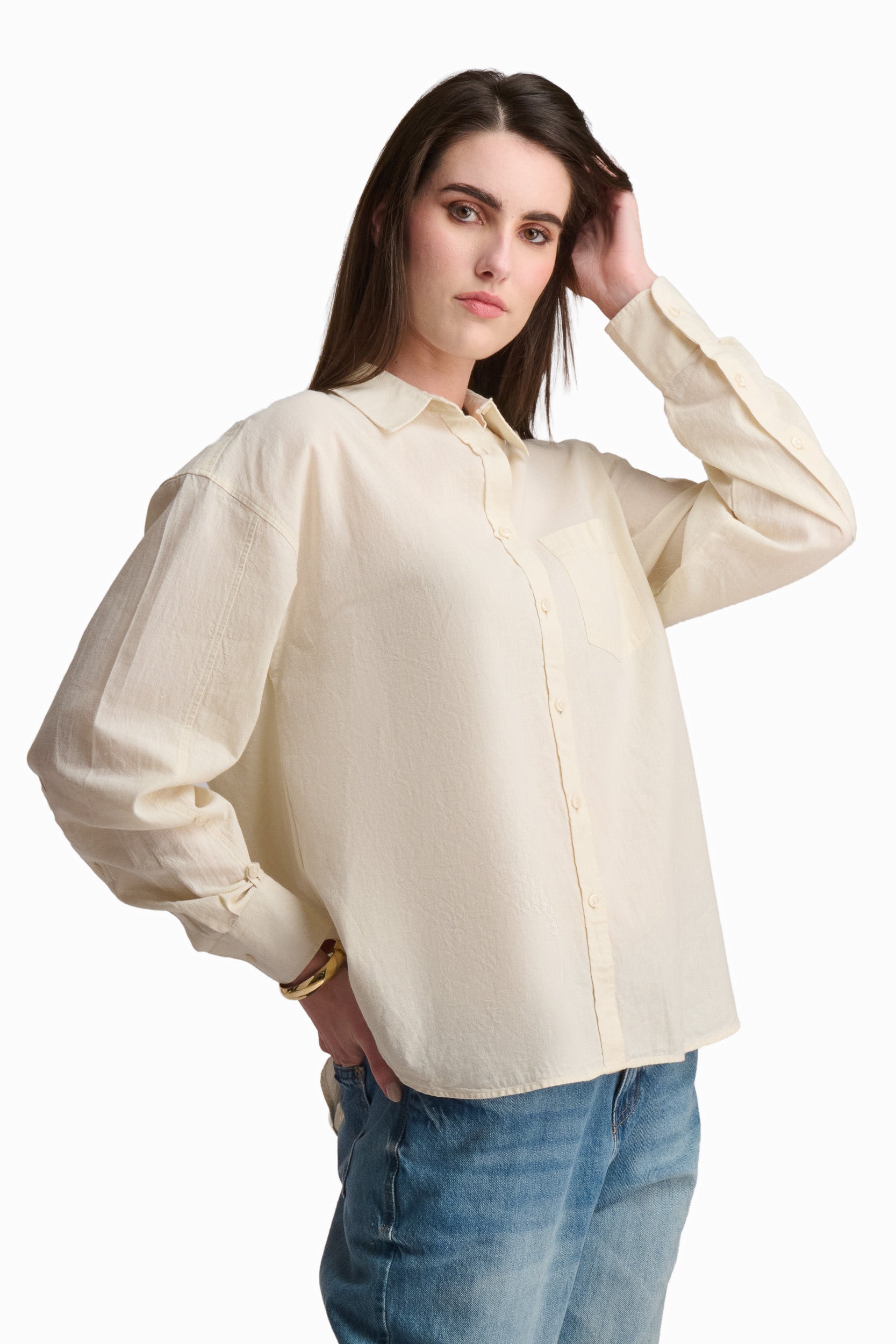 Cream Cotton-Linen Shirt