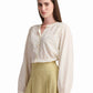 Cream Dotted Button-Up Blouse