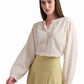 Cream Dotted Button-Up Blouse