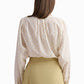 Cream Dotted Button-Up Blouse