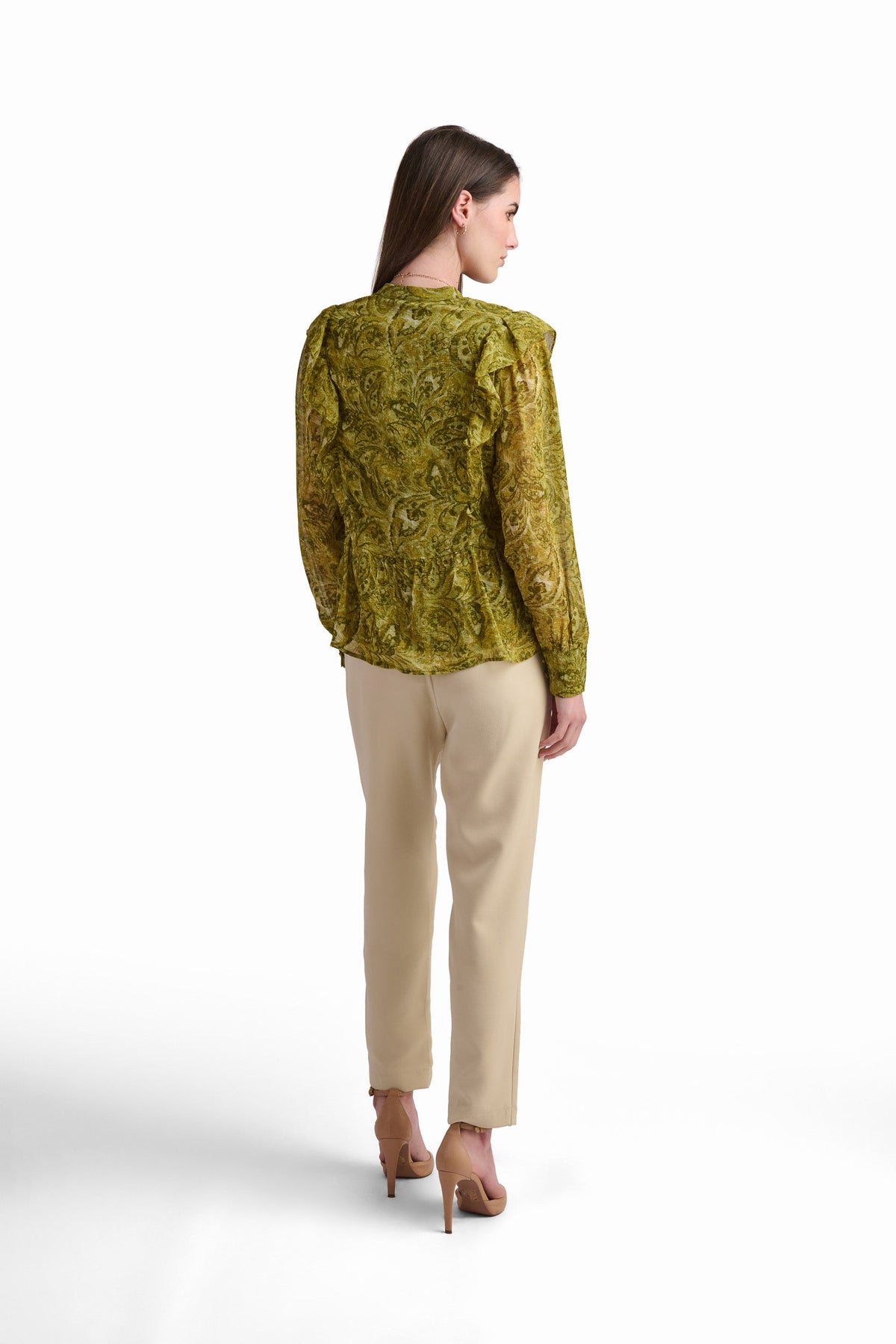 Golden Baroque Ruffle Blouse