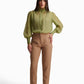 Olive Whisper High-Neck Blouse