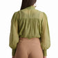 Olive Whisper High-Neck Blouse