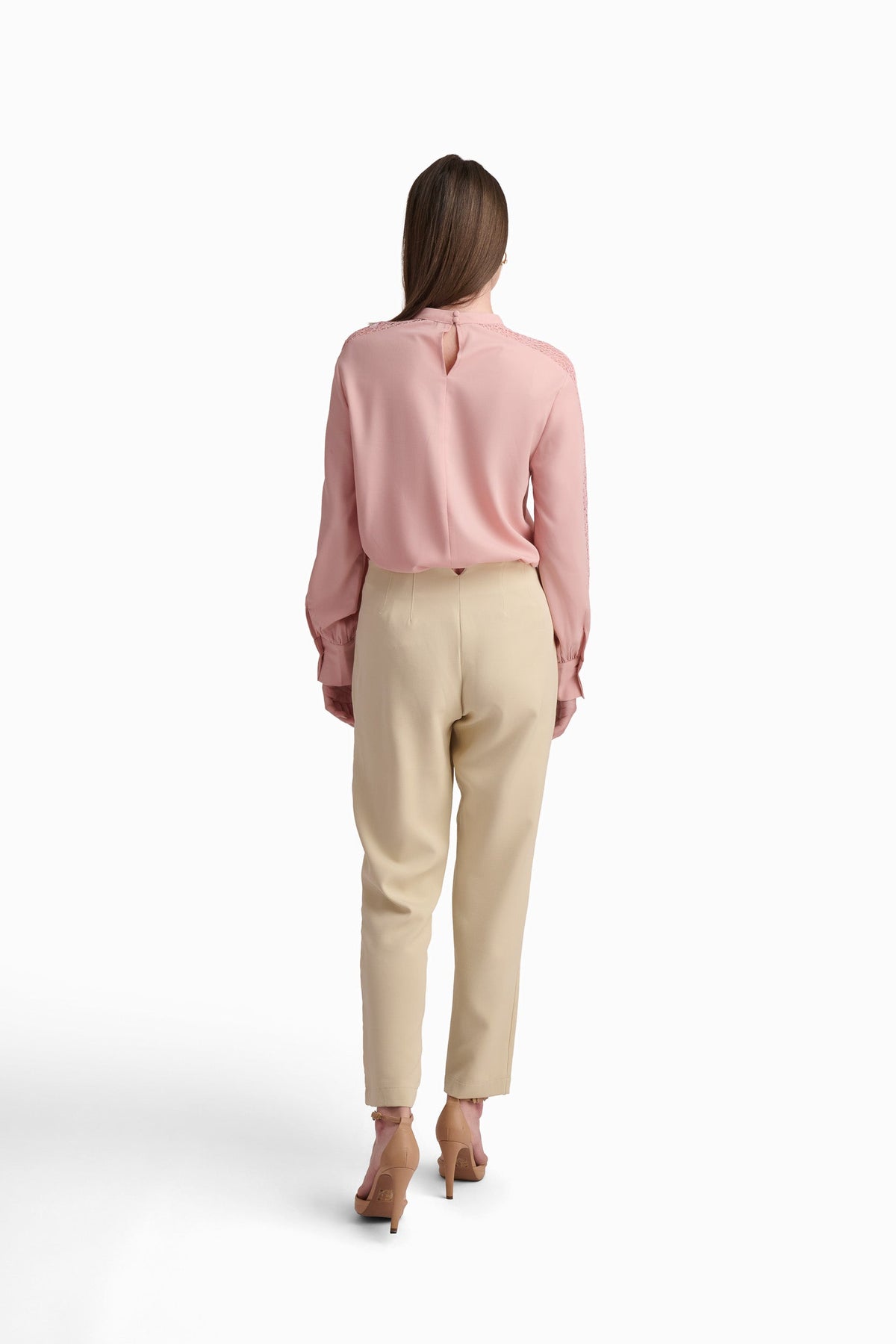 Blush Pink Blouse with Lace Detail