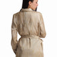 Golden Tie-Waist Satin Blouse