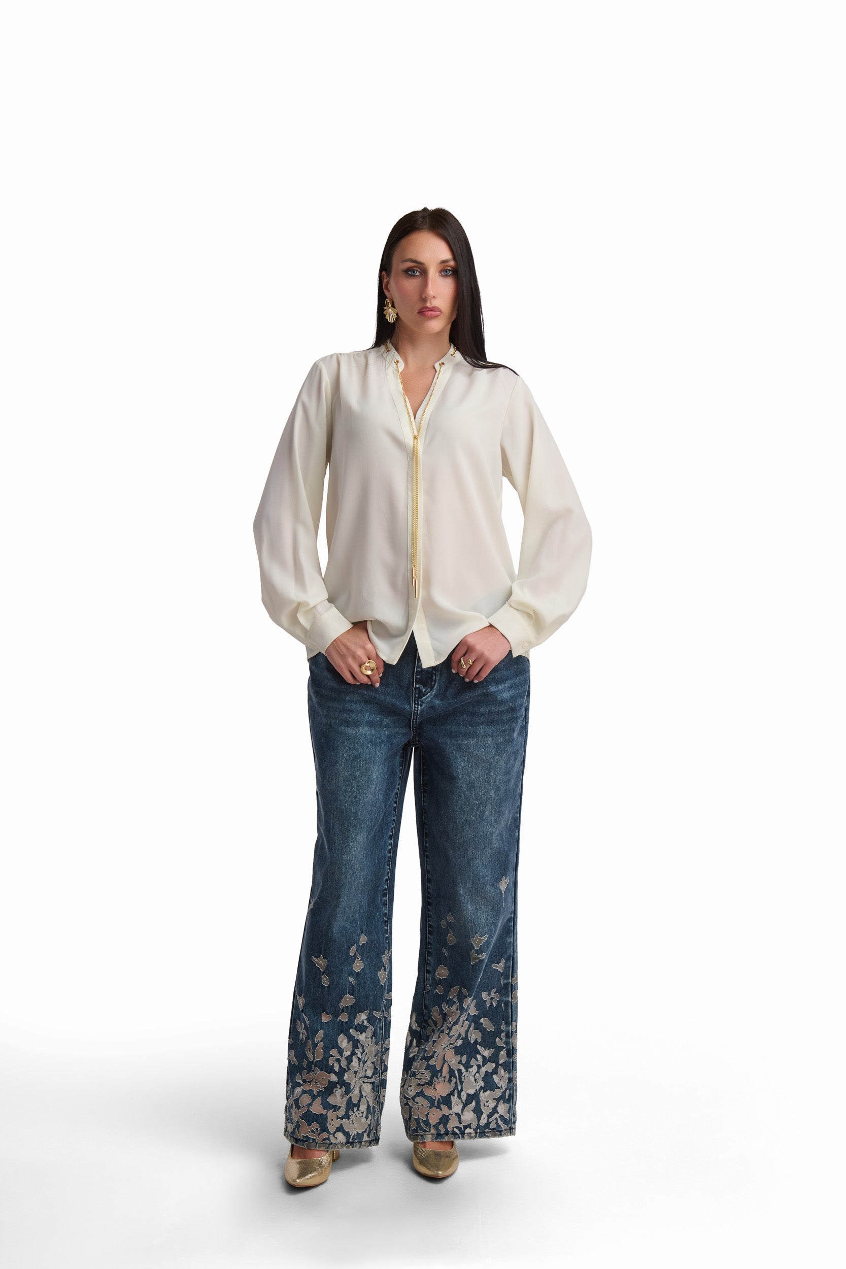 Chain-Detail Elegant Blouse