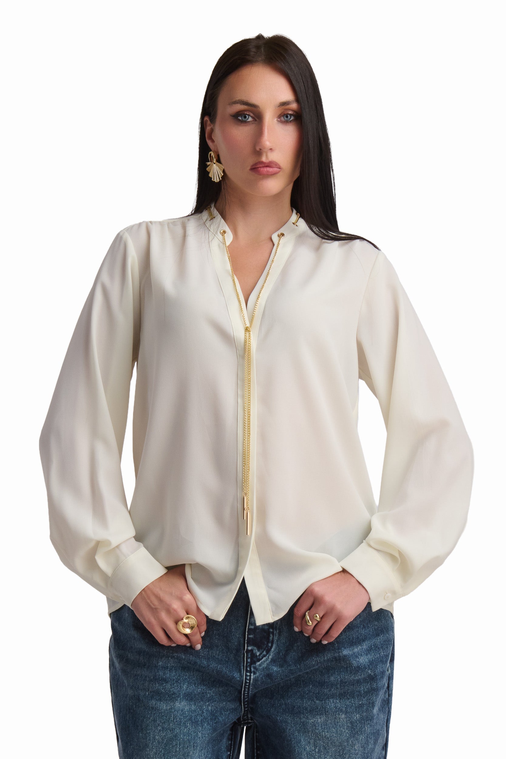 Chain-Detail Elegant Blouse