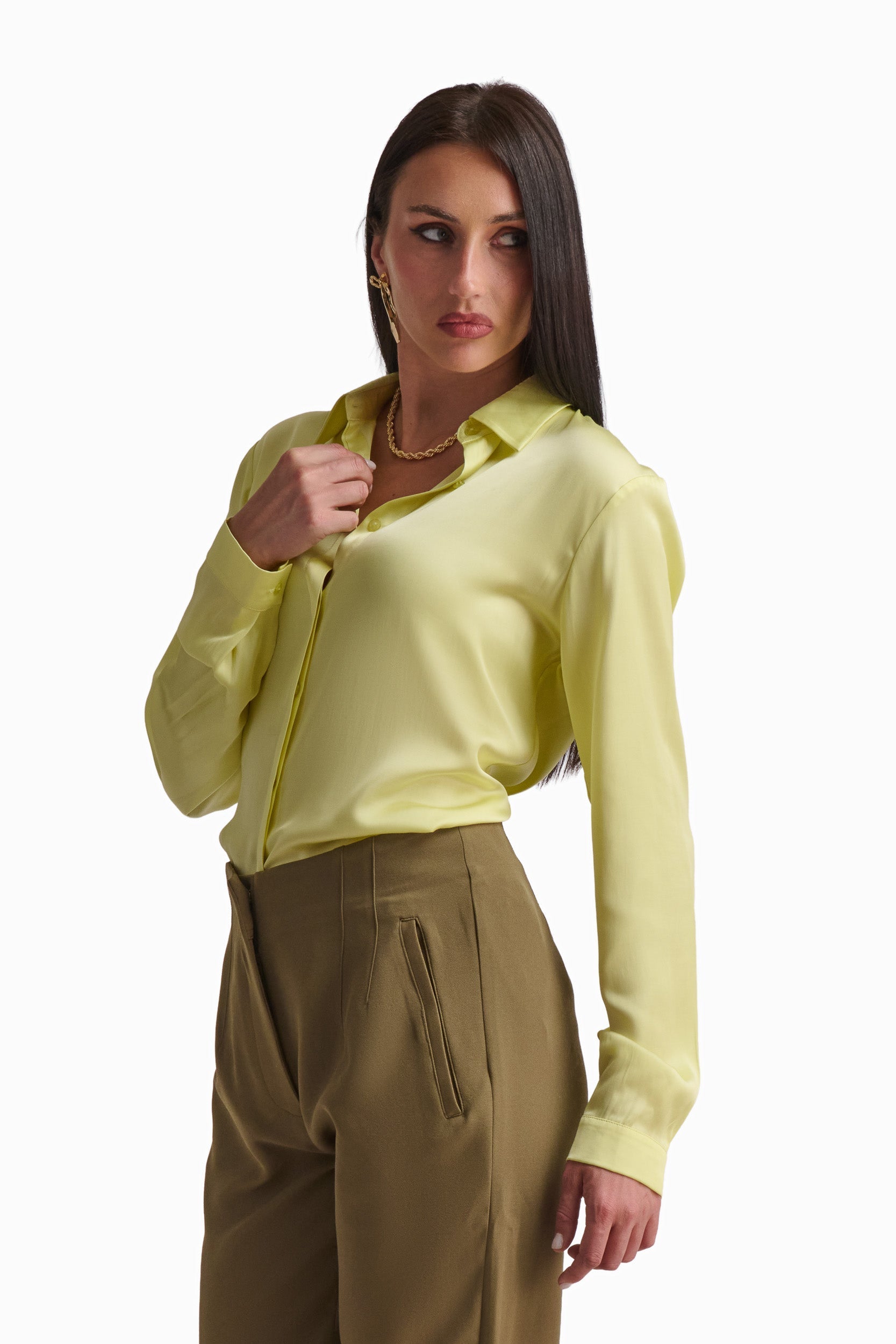 Soft Yellow Satin Shirt