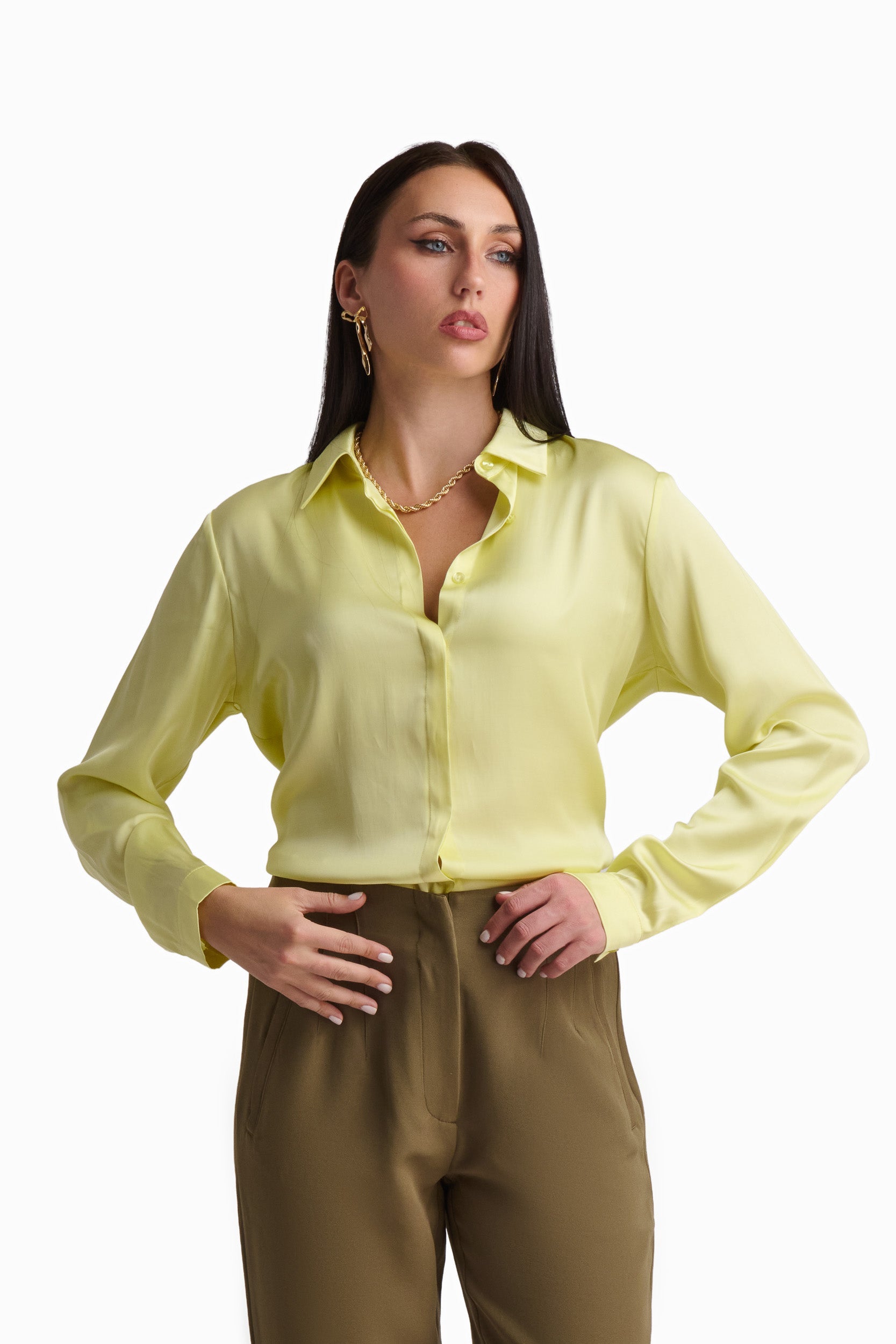 Soft Yellow Satin Shirt