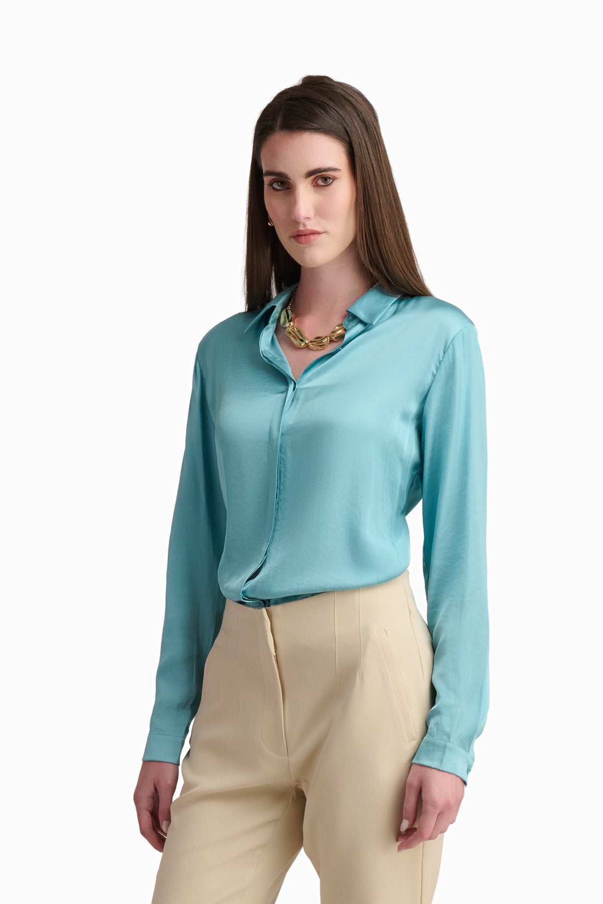 Soft Yellow Satin Shirt