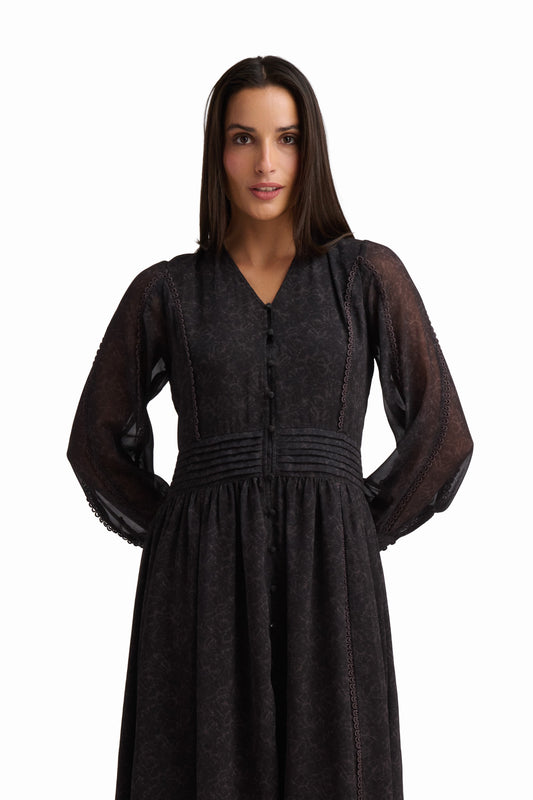 Noir Whisper Maxi Dress