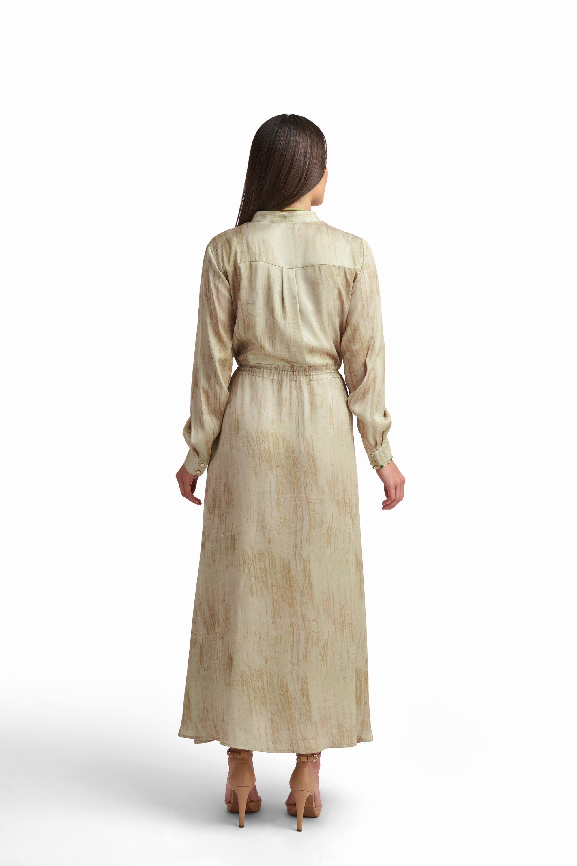 Elegant Drawstring-Waist Maxi Dress