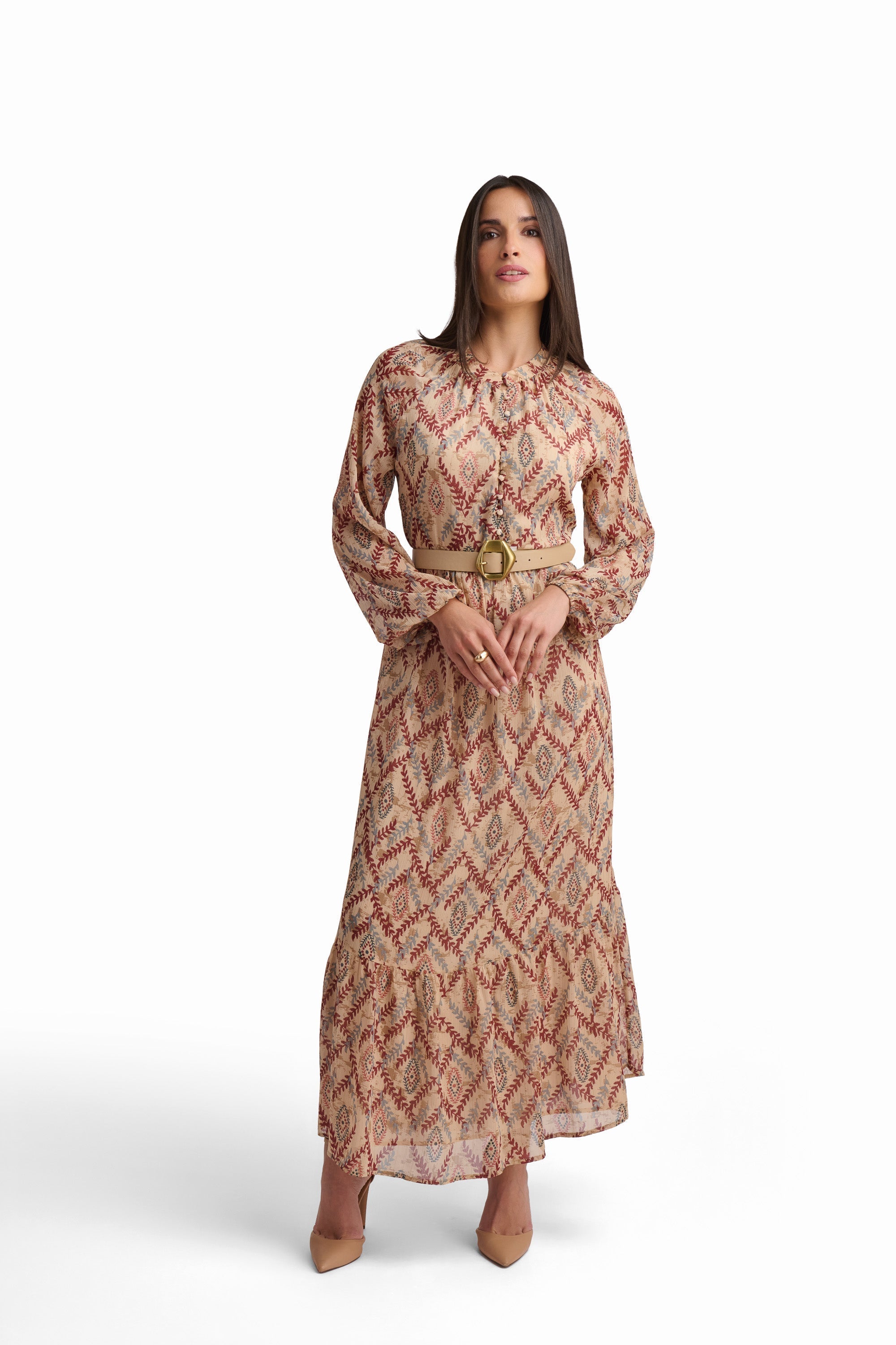 Printed Long Sleeve Maxi Dress