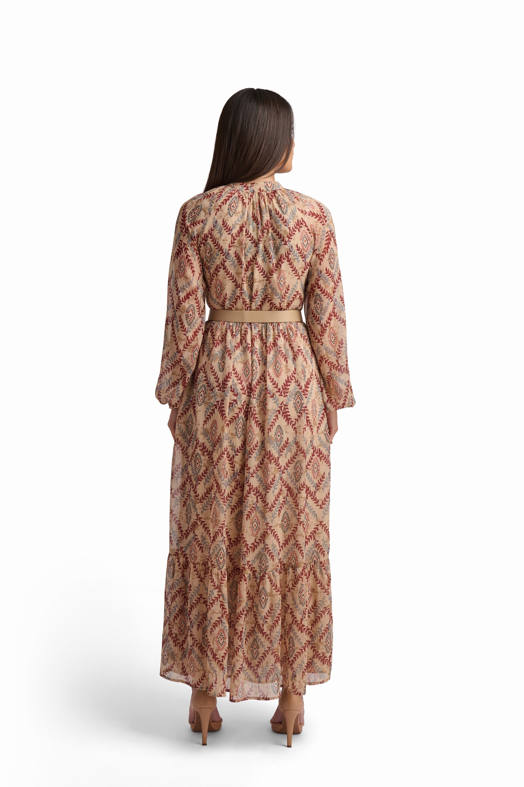 Printed Long Sleeve Maxi Dress