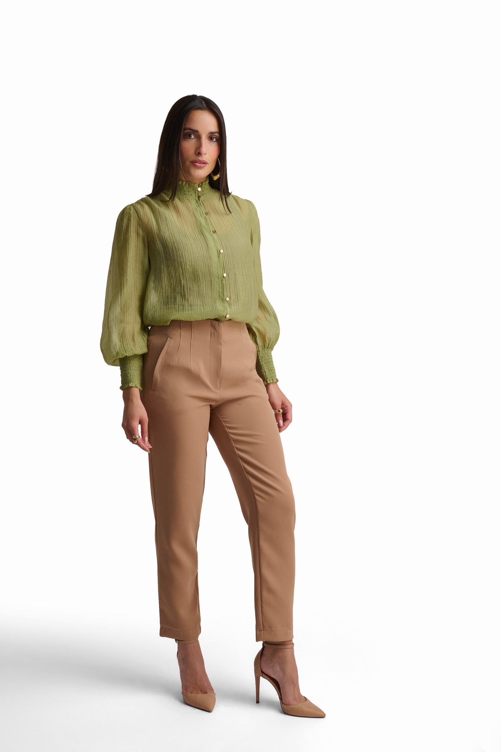 Camel Straight-Leg Pants