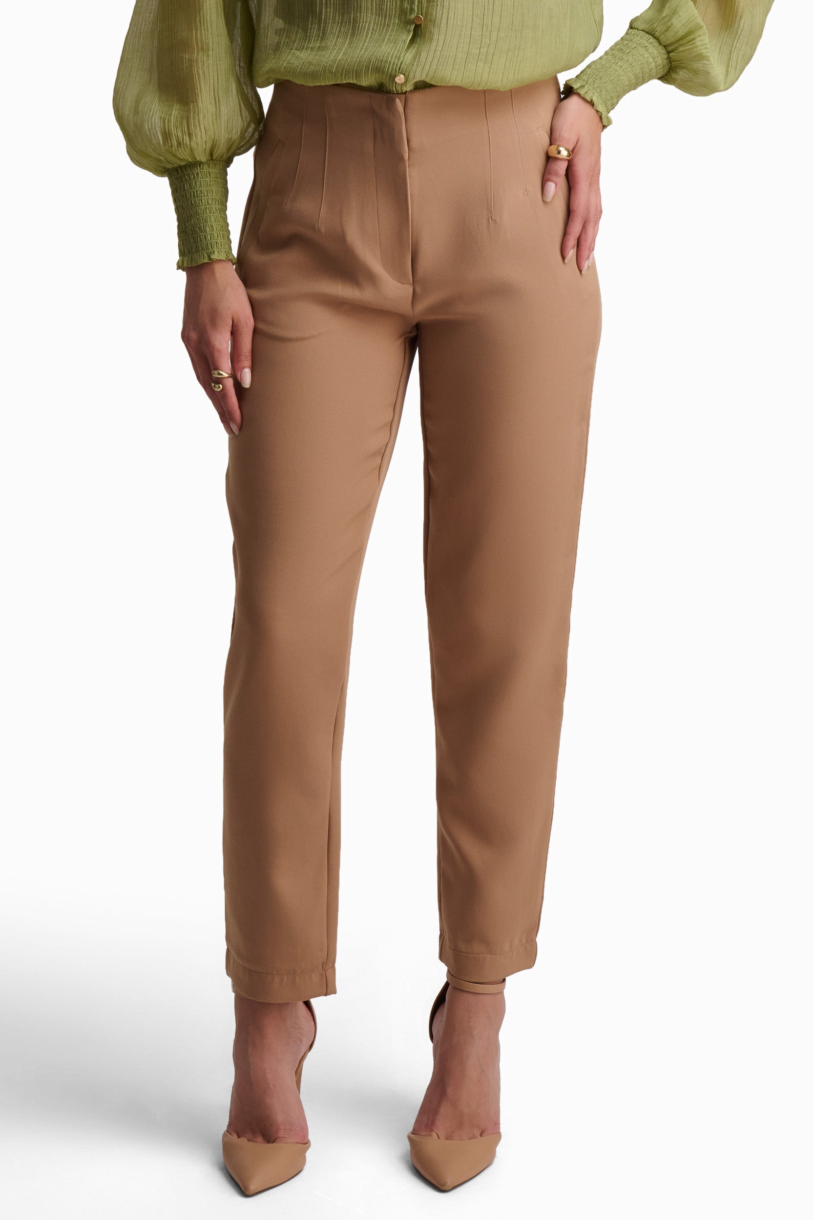 Camel Straight-Leg Pants