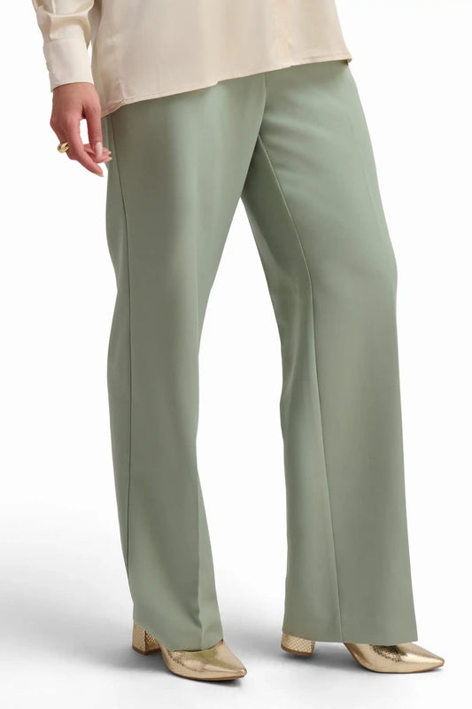 Light Green Straight-Leg Trousers