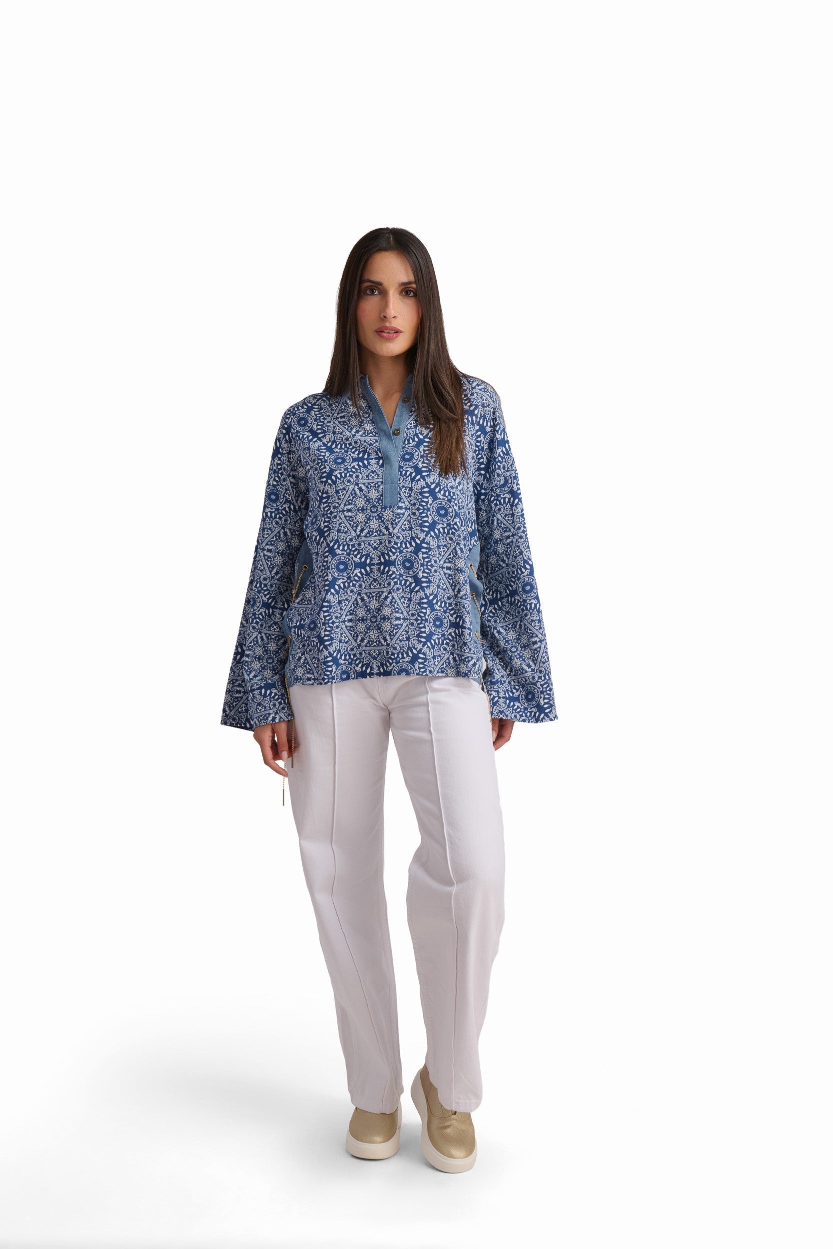 Chic Blue Patterned Shirt