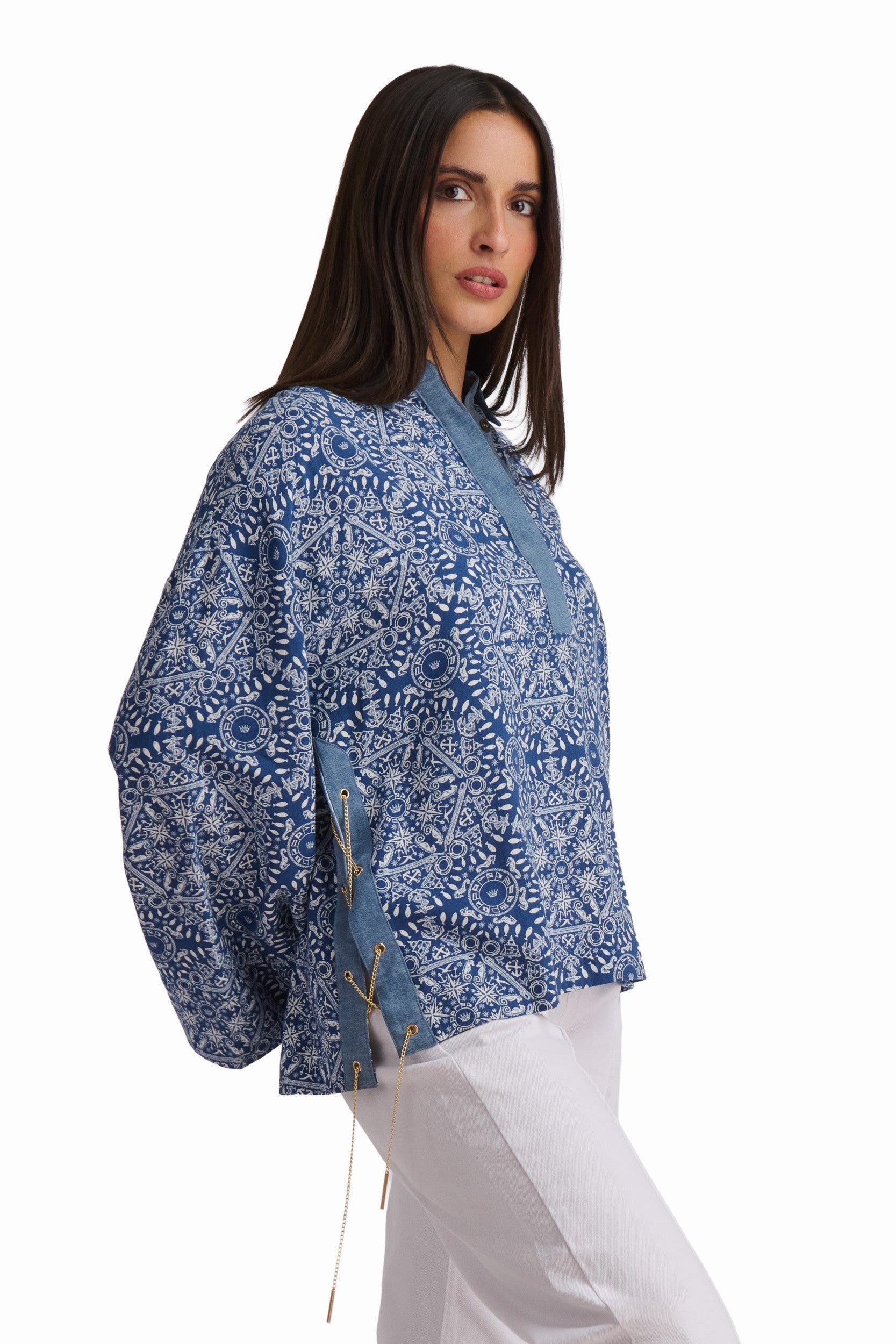 Chic Blue Patterned Shirt