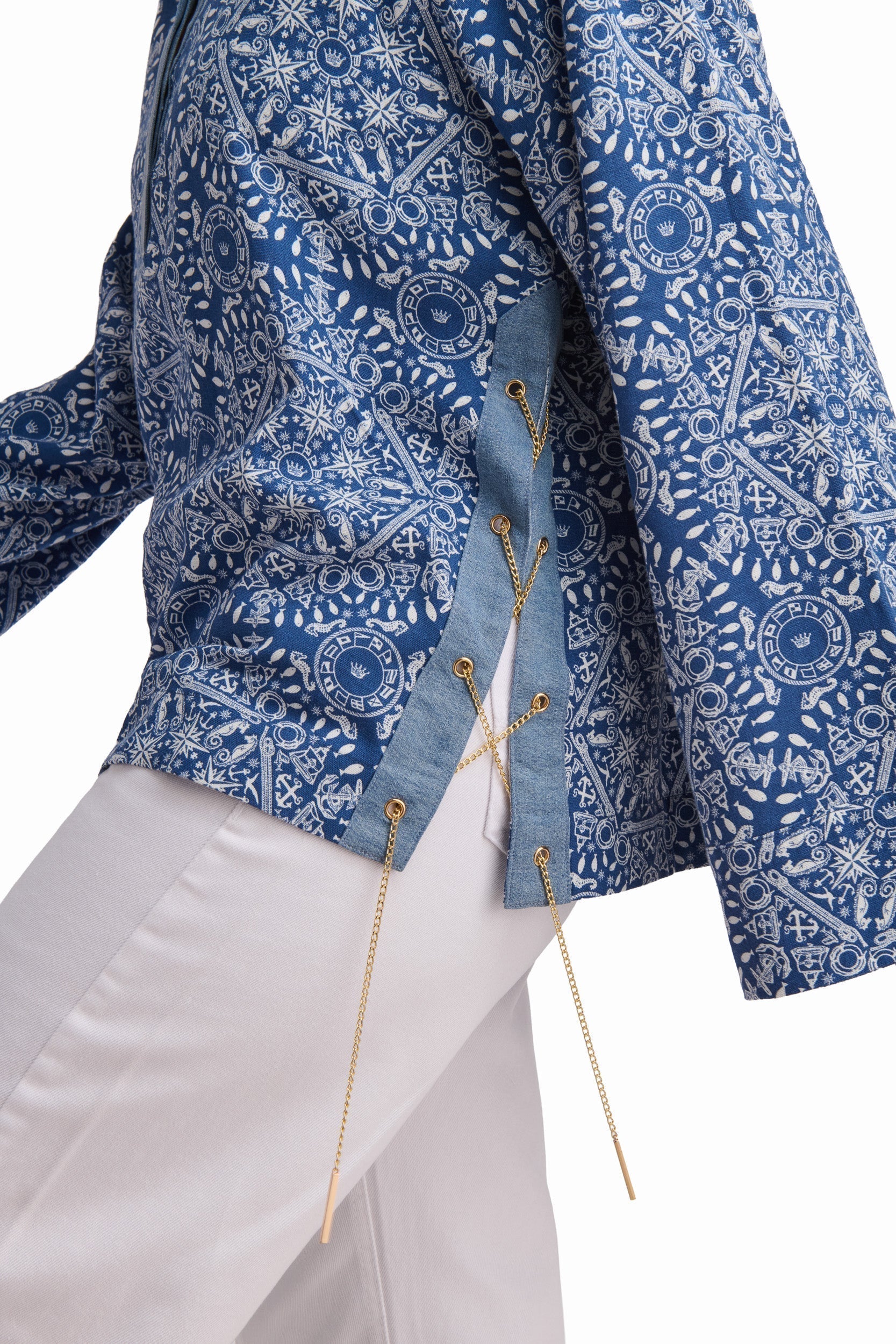 Chic Blue Patterned Shirt
