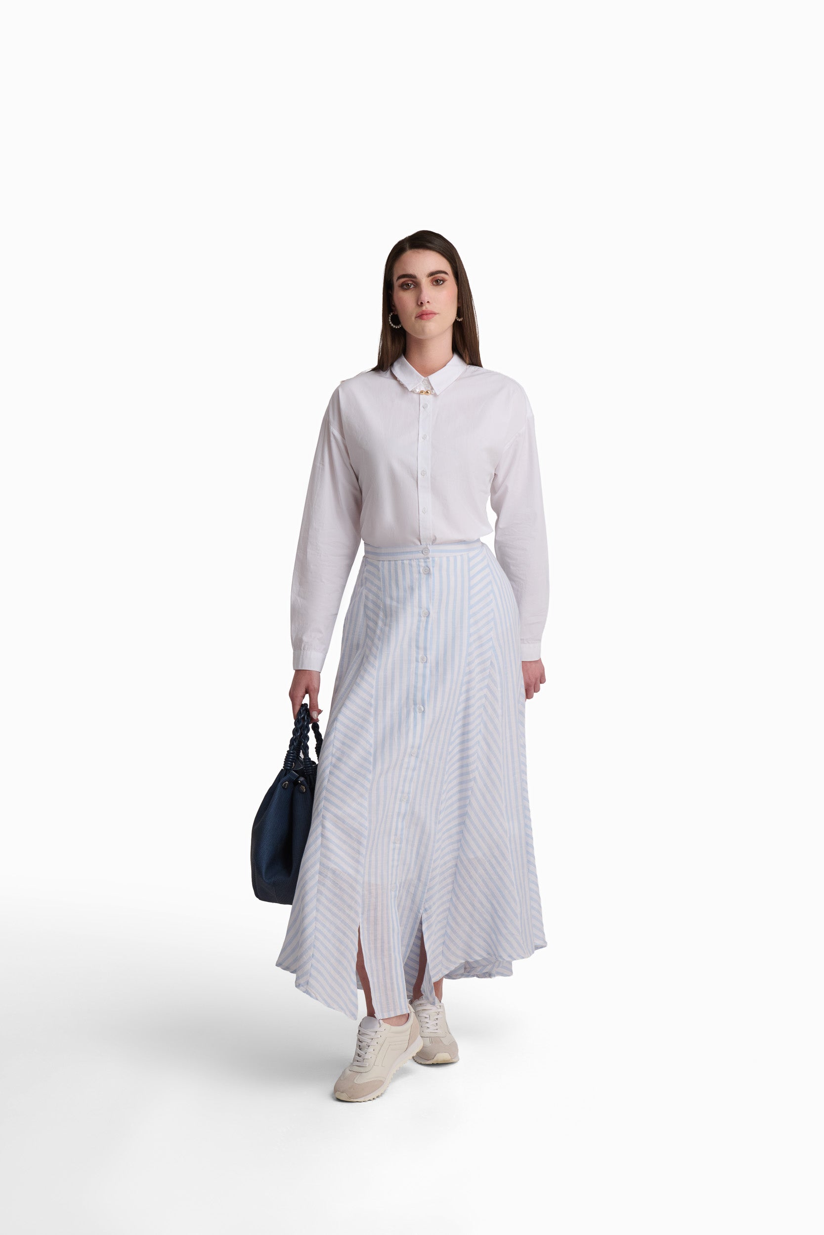 Sky Stripe Flow Maxi Skirt