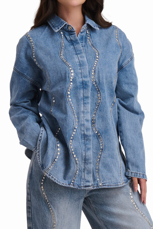 Crystal Wave Denim Shirt
