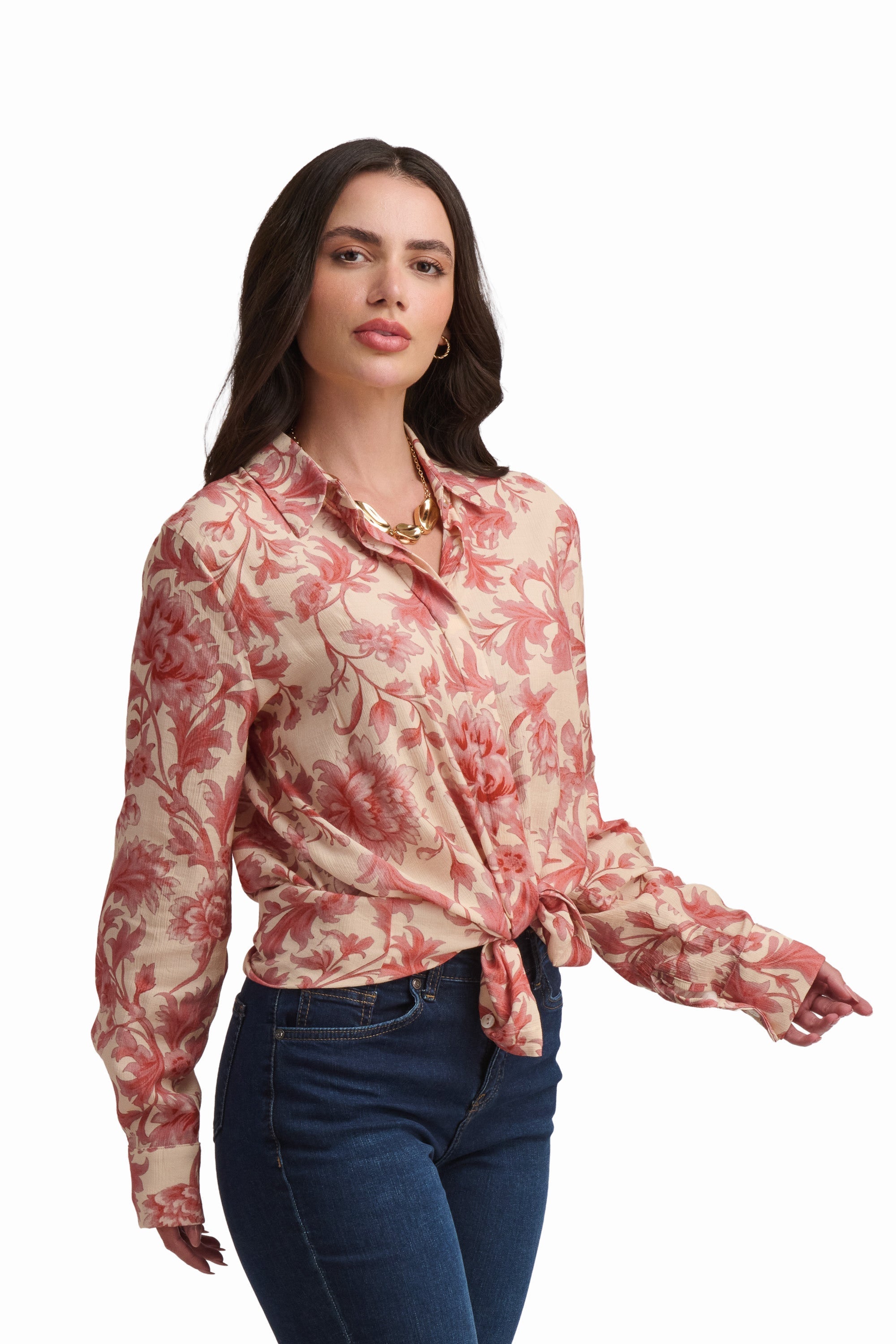 Romantic Coral Bloom Blouse