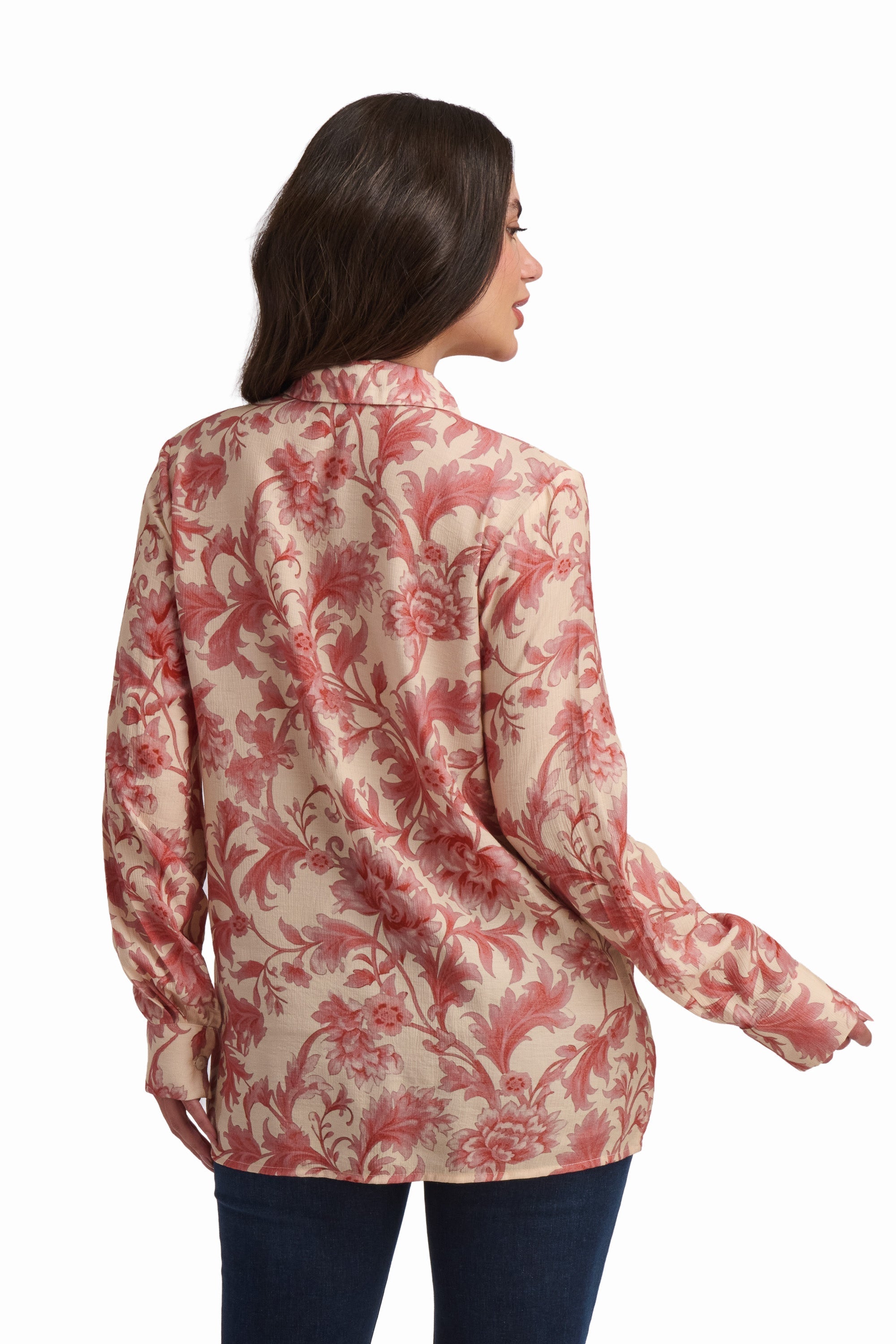 Romantic Coral Bloom Blouse