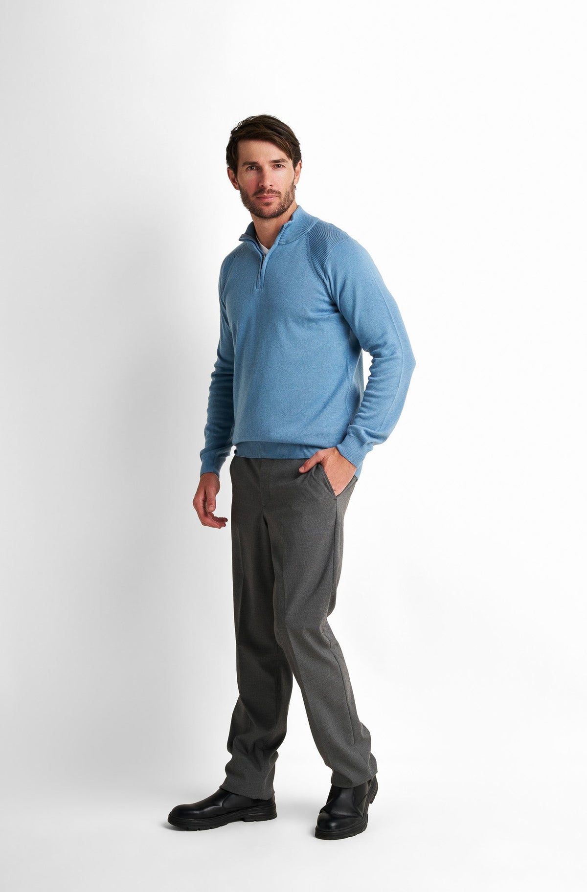 Zip-Front Collared Pullover