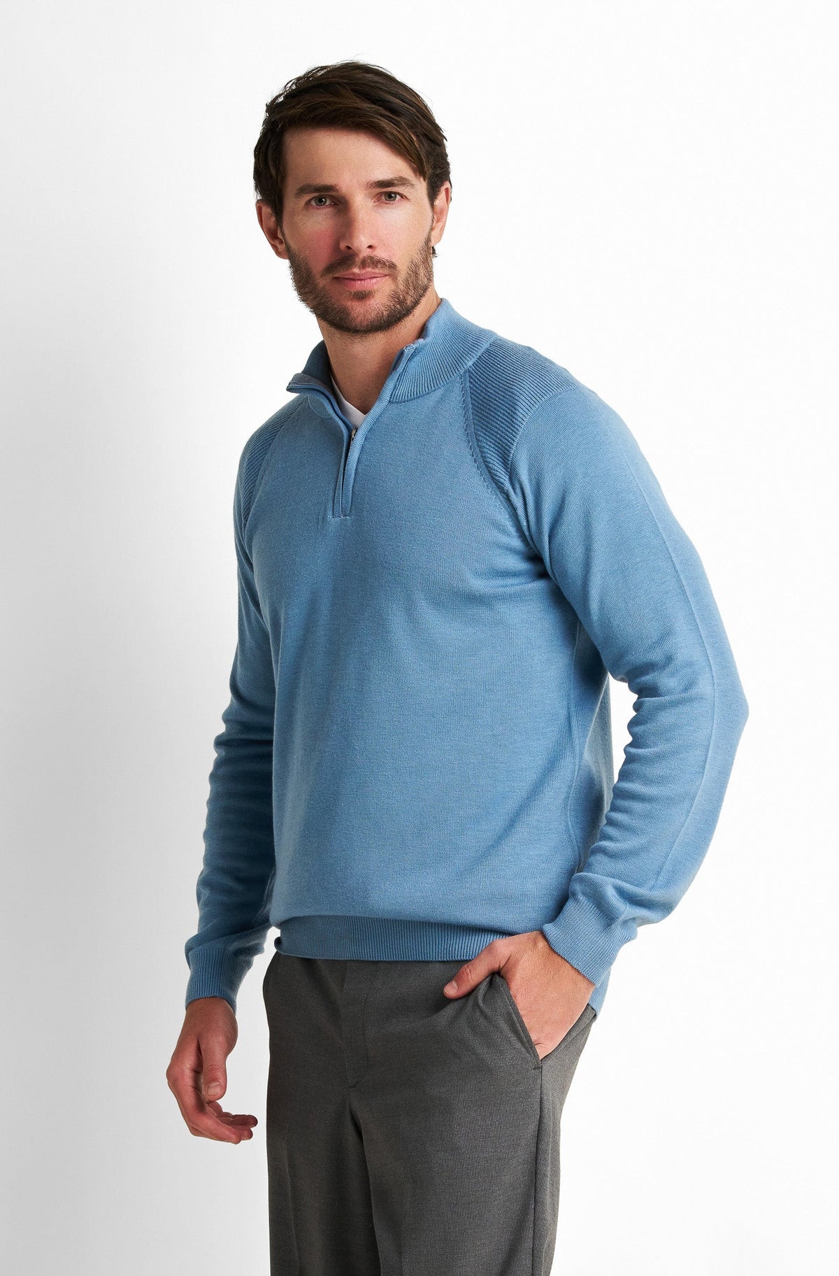 Zip-Front Collared Pullover