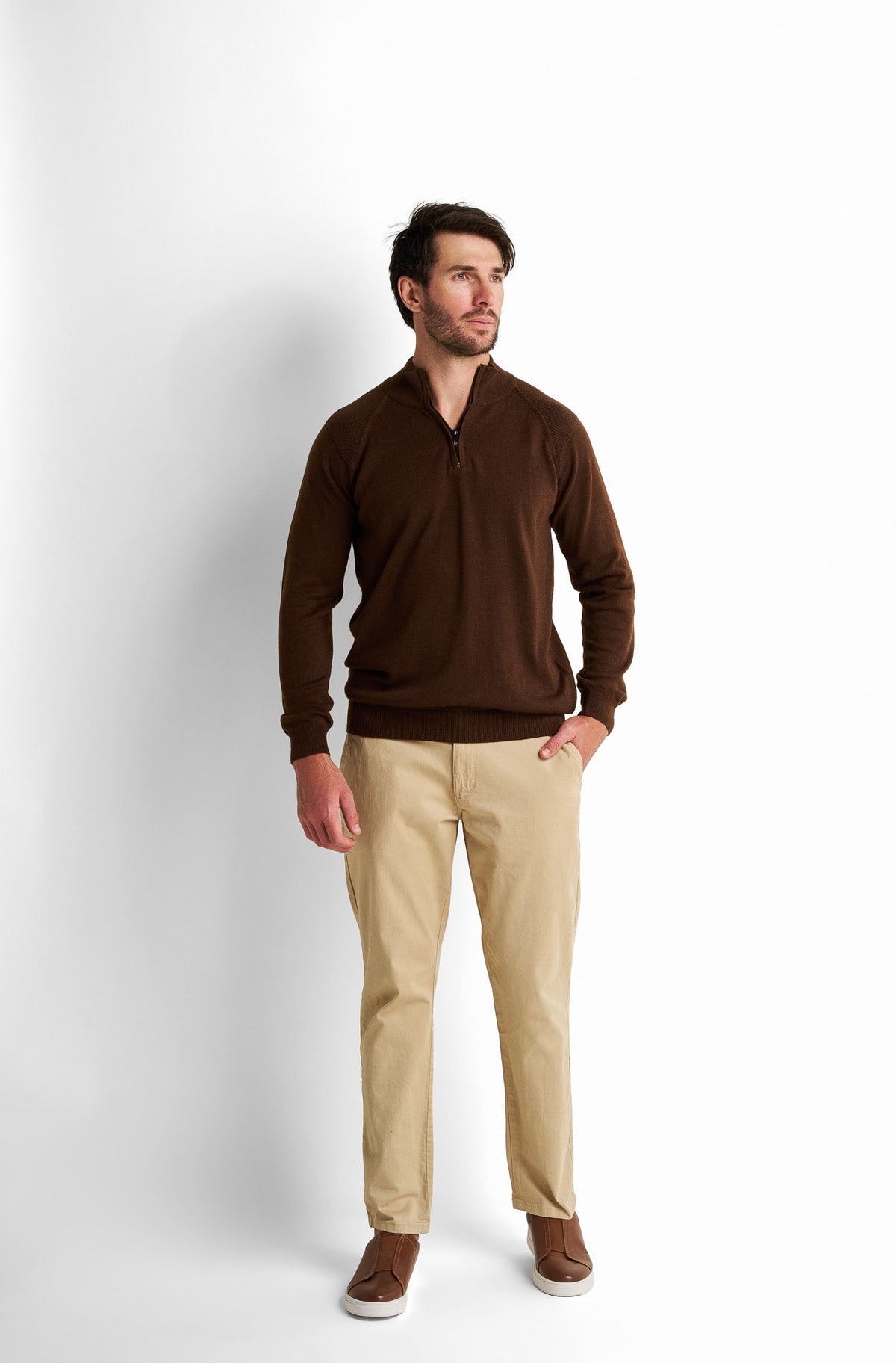 Zip-Front Collared Pullover
