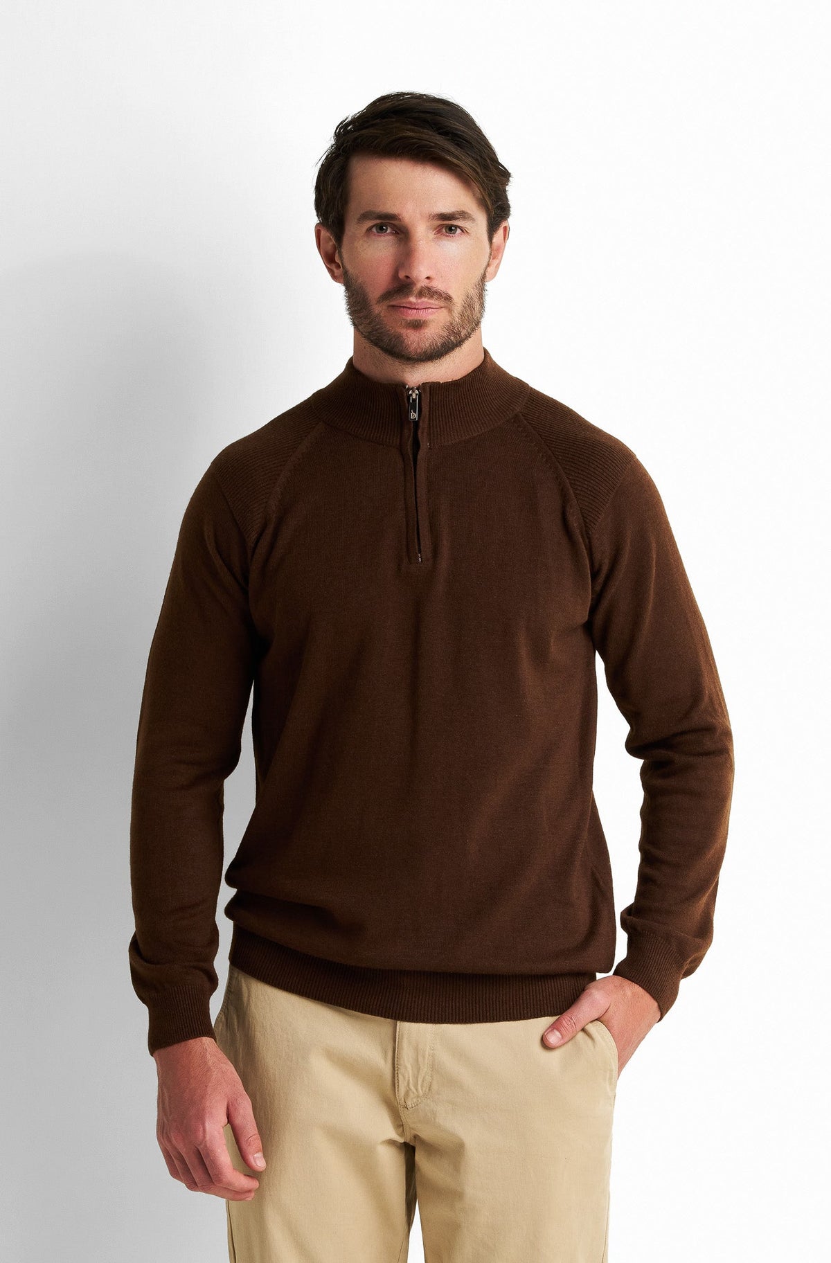 Zip-Front Collared Pullover
