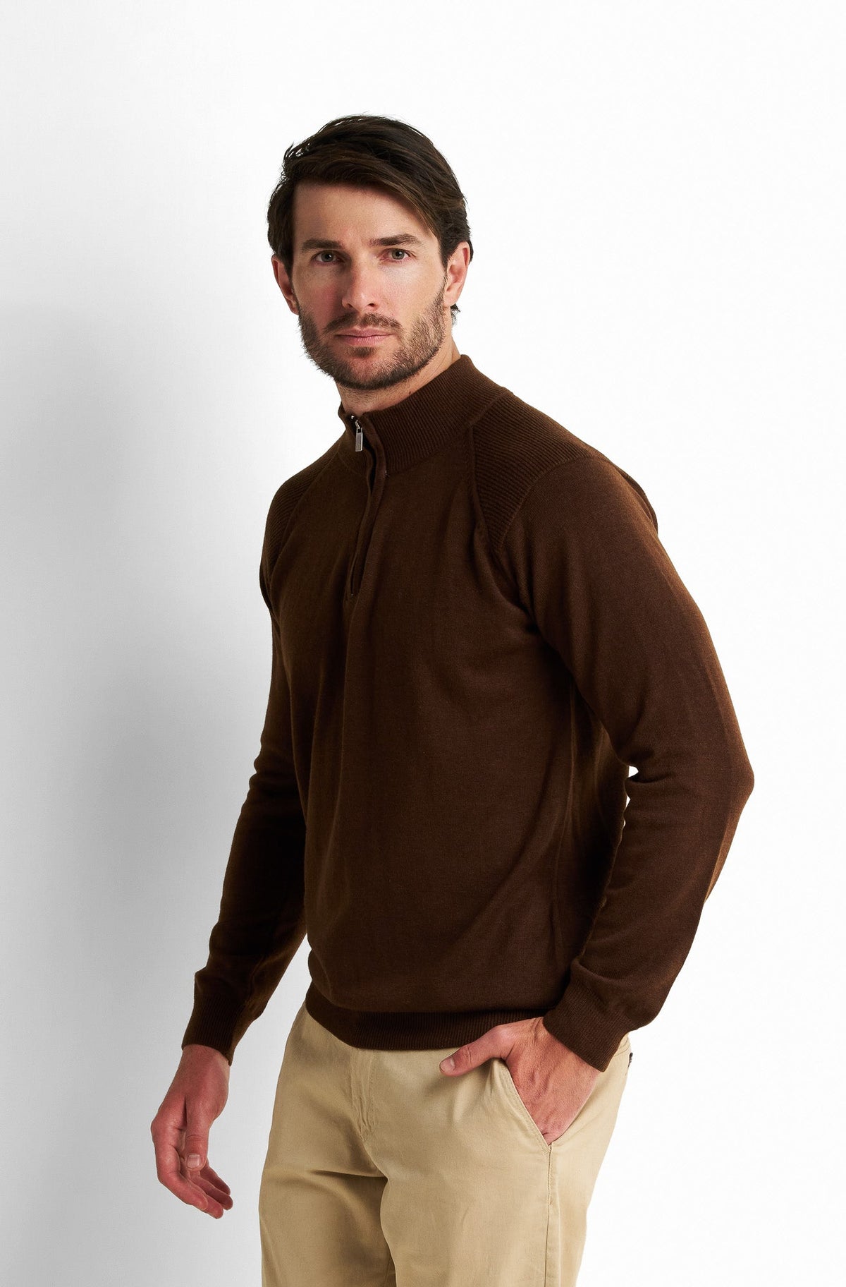 Zip-Front Collared Pullover