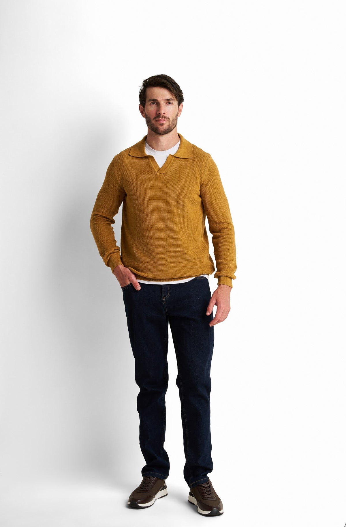 V-Neck Collared Pullover
